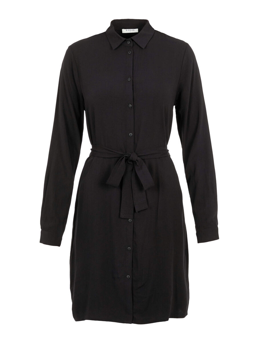 Carousel image - LONGLINE VISCOSE SHIRT, Black | 6