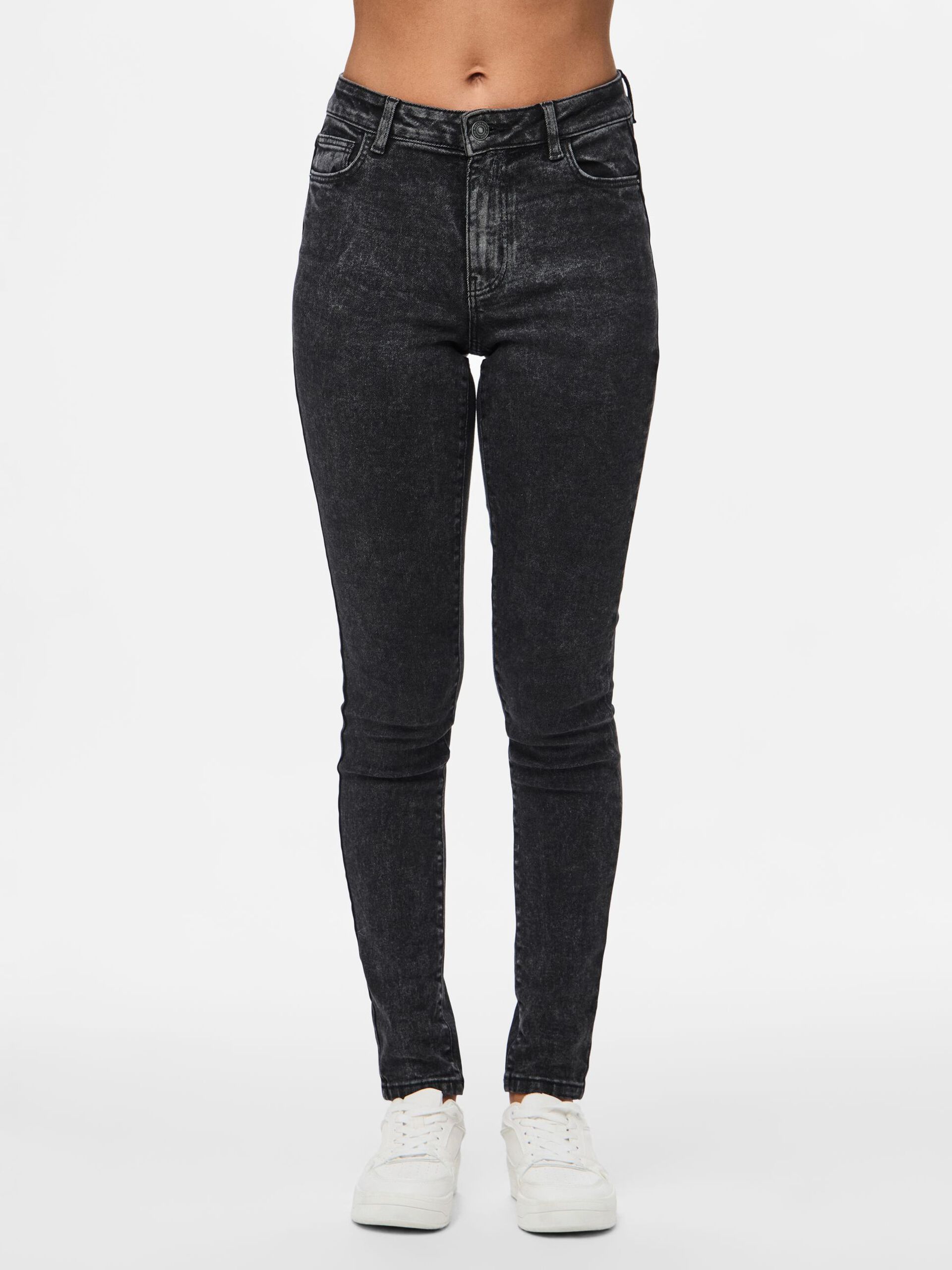 Carousel image - PCDANA MW SKINNY FIT JEANS, Dark Grey Denim | 3