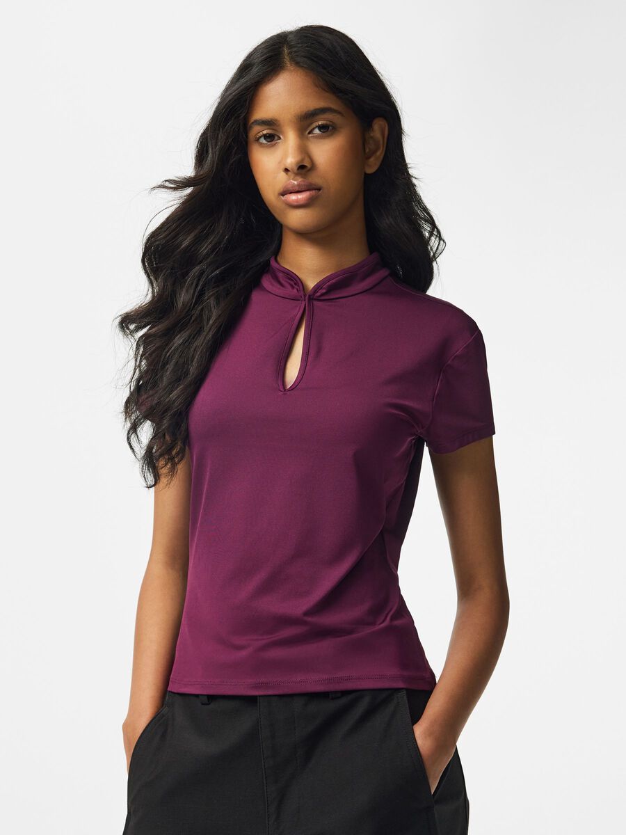 Carousel image 1 PCAIDA HIGH NECK SHORT SLEEVED TOP, Pickled Beet