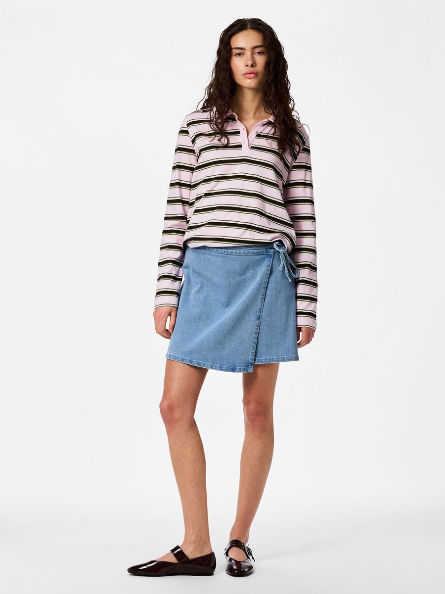 Carousel image - PCFLORA MW WRAP DENIM MINI SKIRT, Light Blue Denim | 3