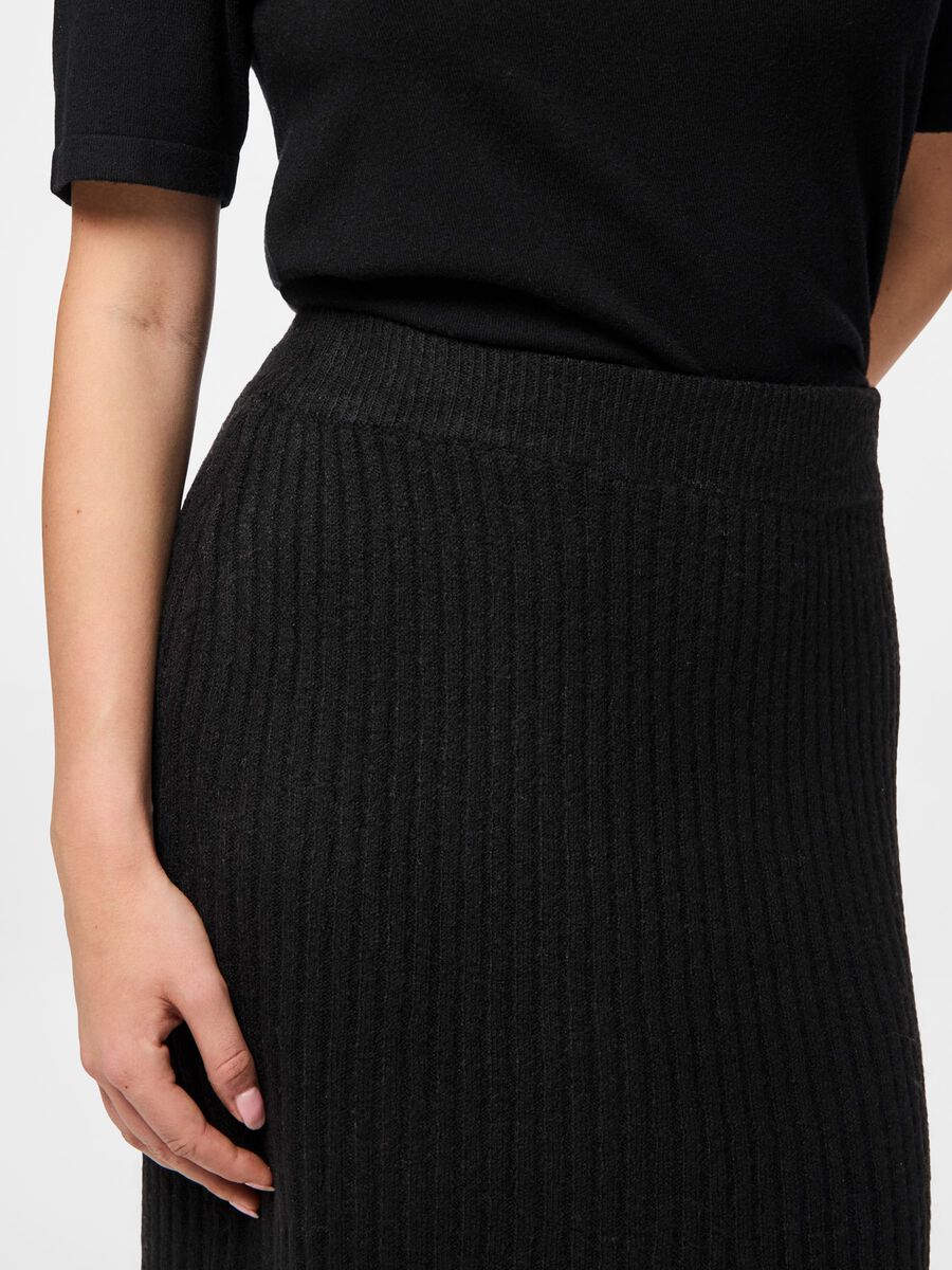 Carousel image - PCTULLE GEBREIDE ROK, Black | 4