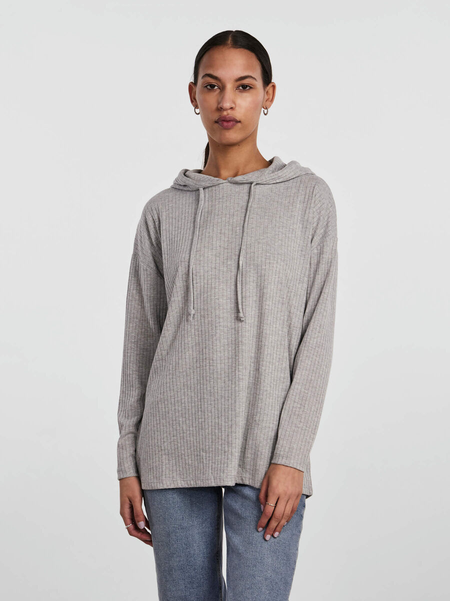 Pieces PCMOLLY HOODIE, Light Grey Melange, highres - 17127249_LightGreyMelange_003.jpg