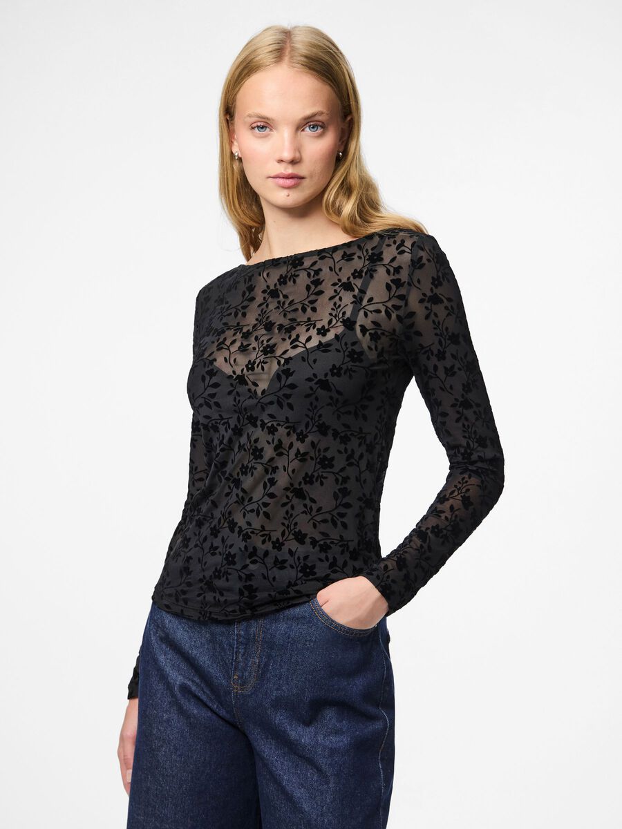 Carousel image - PCMARINA LONG SLEEVED TOP, Black | 1