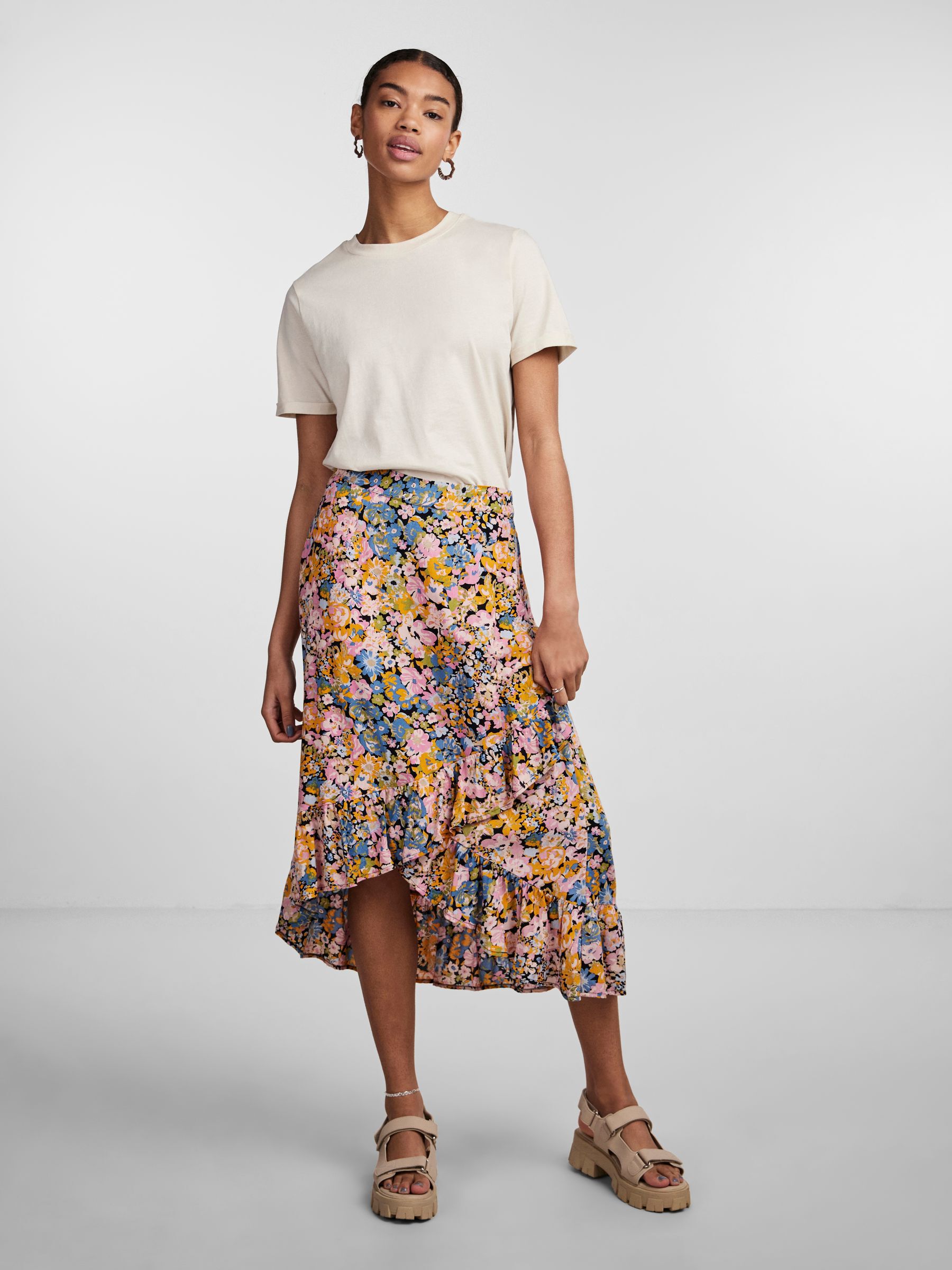 Mango floral midi skirt discount