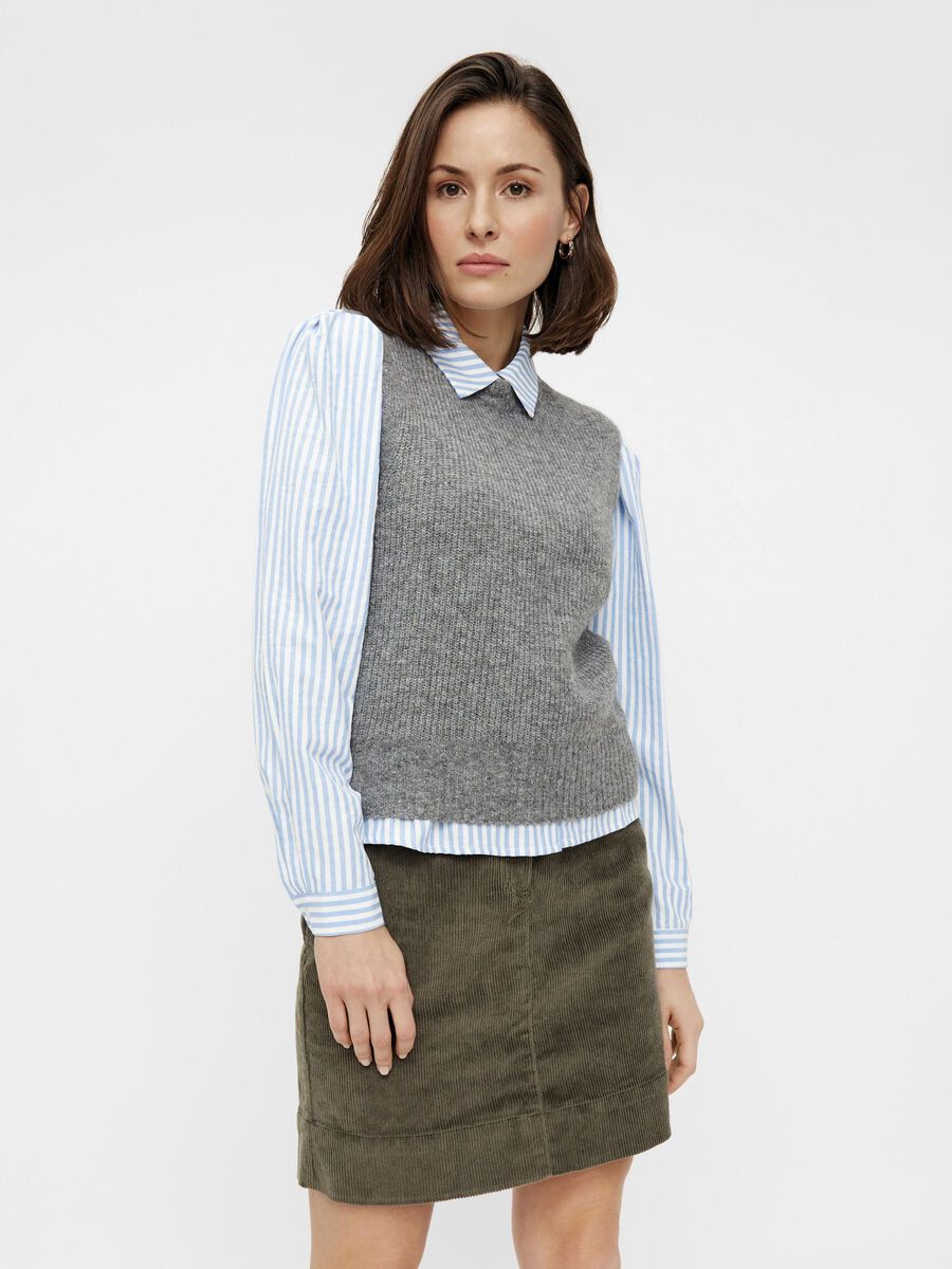 Pieces STRIKKET VEST, Medium Grey Melange, highres - 17116811_MediumGreyMelange_003.jpg