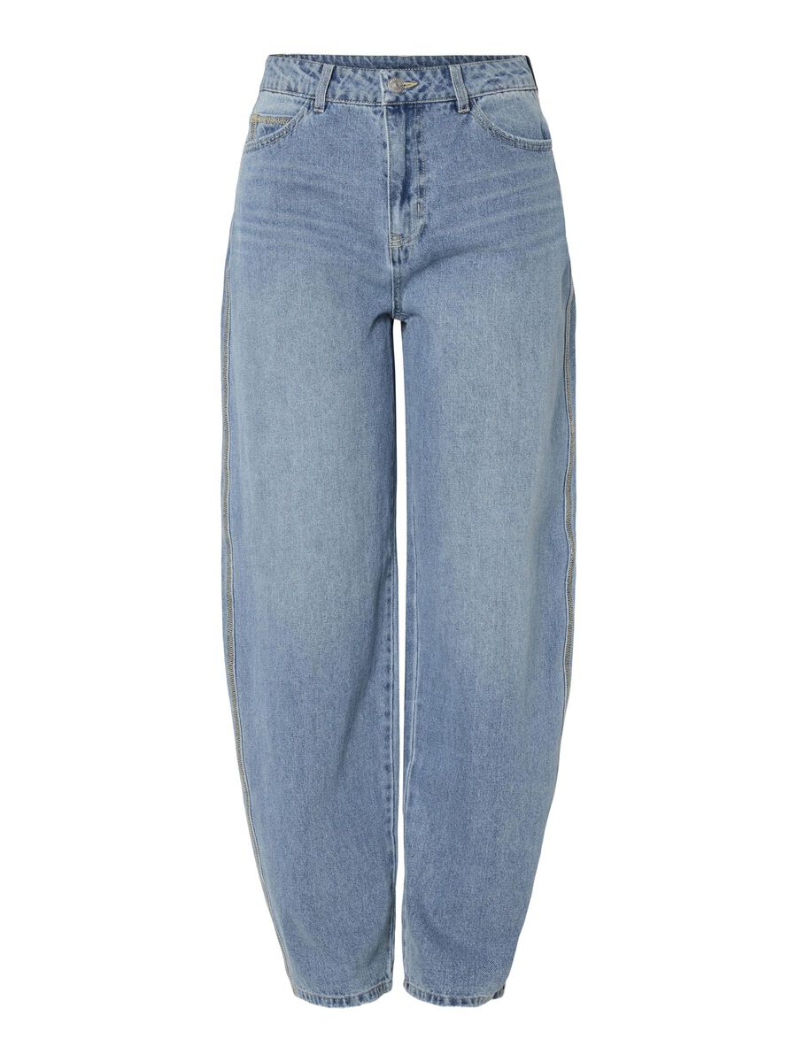 Pieces PCSISSEL HW BARREL FIT JEANS, Medium Blue Denim, highres - 17156085_MediumBlueDenim_001.jpg