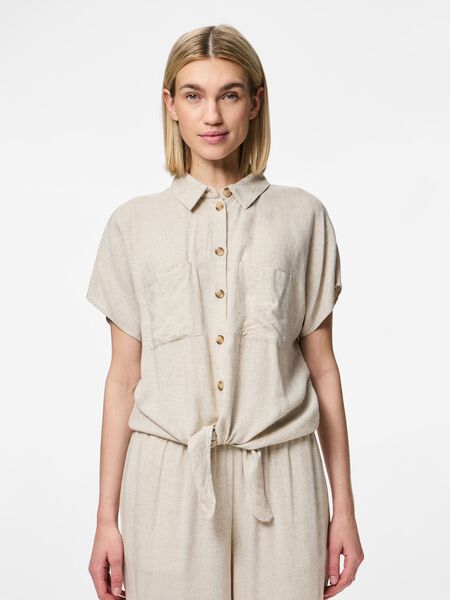 Pieces PCPIA SHORT SLEEVED SHIRT, Birch, highres - 17154736_Birch_1188945_003.jpg