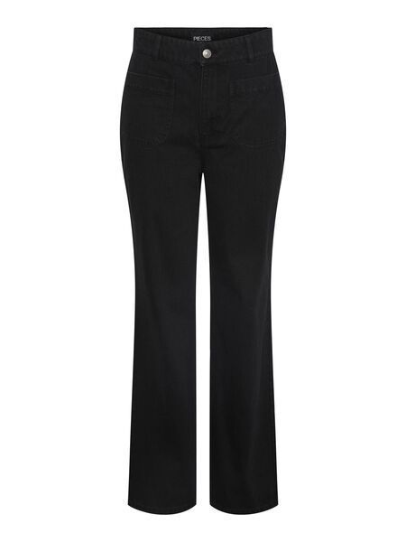Pieces PCAMA HW WIDE LEG JEANS, Black Denim, highres - 17141247_BlackDenim_001.jpg