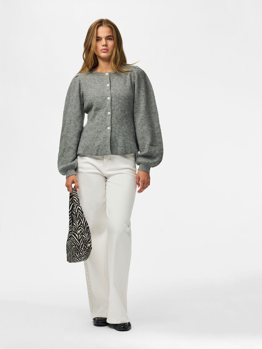 Carousel image 7 PCSILLY PUFF KNITTED CARDIGAN, Medium Grey Melange