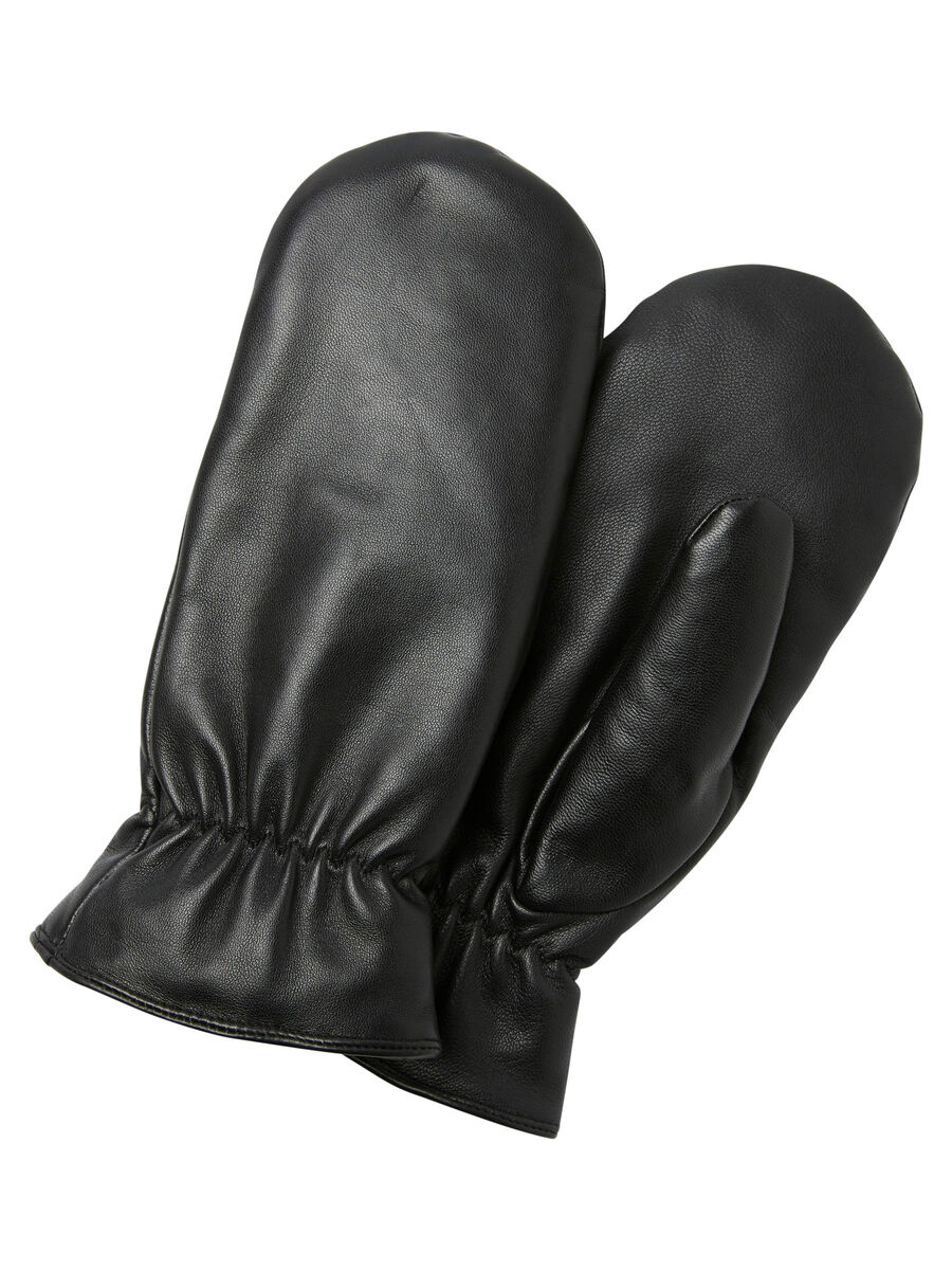 Pieces LEATHER MITTENS, Black, highres - 17080153_Black_001.jpg