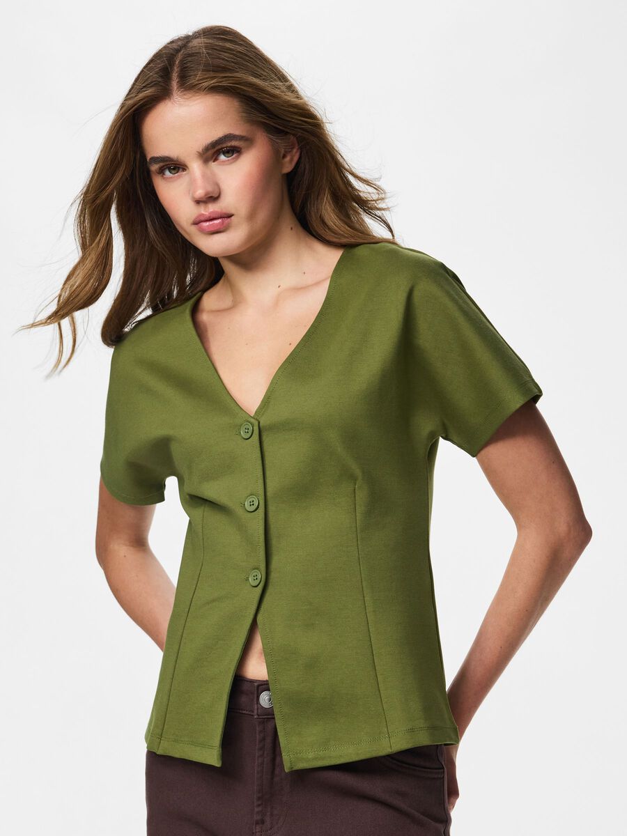 Carousel image - PCGUNHILD FITTED SHORT SLEEVED TOP, Sphagnum | 7