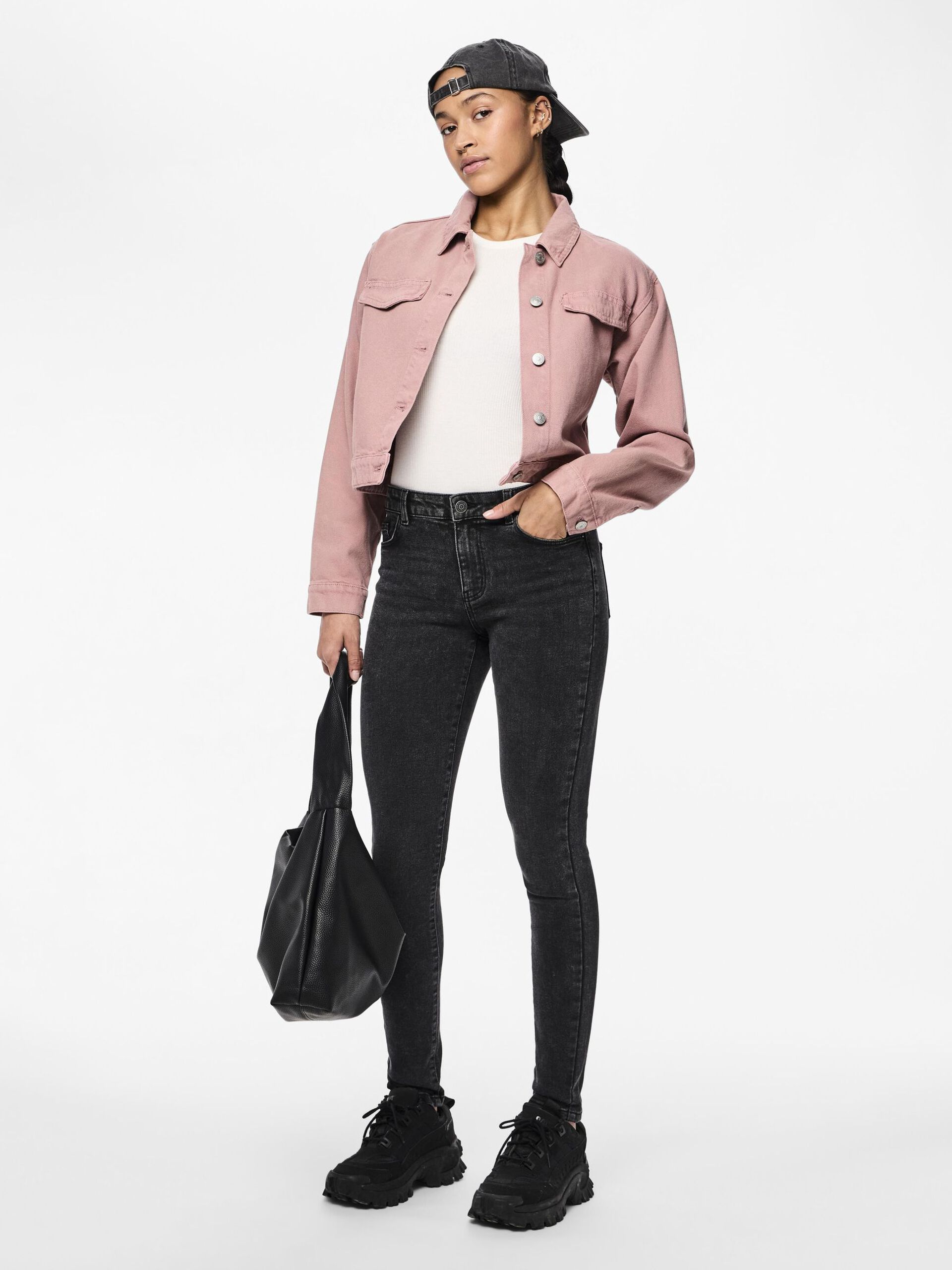 Carousel image - PCDANA MW SKINNY JEANS, Dark Grey Denim | 5