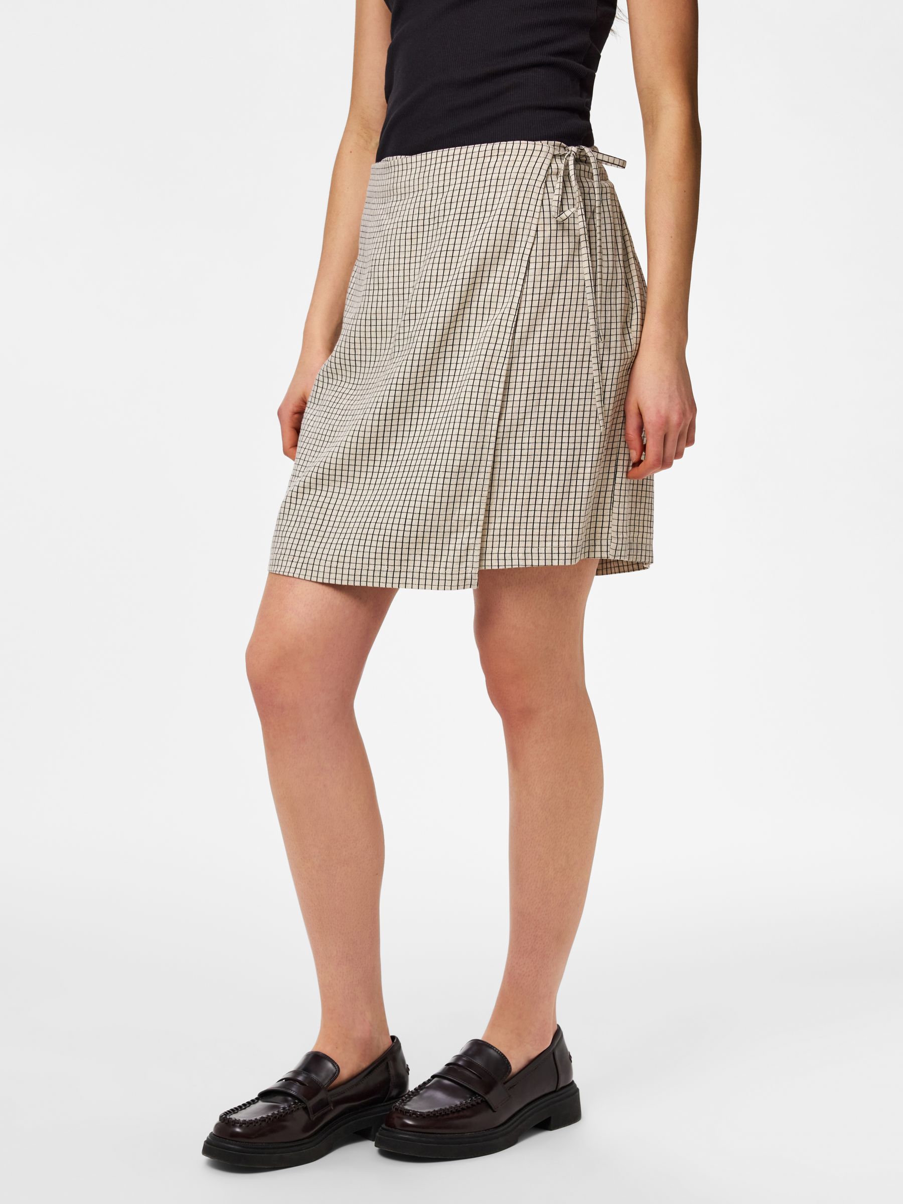 PCPIA MINI LINEN BLEND WRAP SKIRT | Grey | PIECES® Switzerland