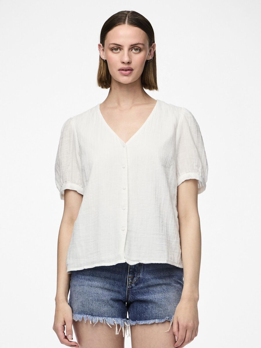 Pieces PCMASTINA COTTON SHORT SLEEVED SHIRT, Cloud Dancer, highres - 17150047_CloudDancer_003.jpg
