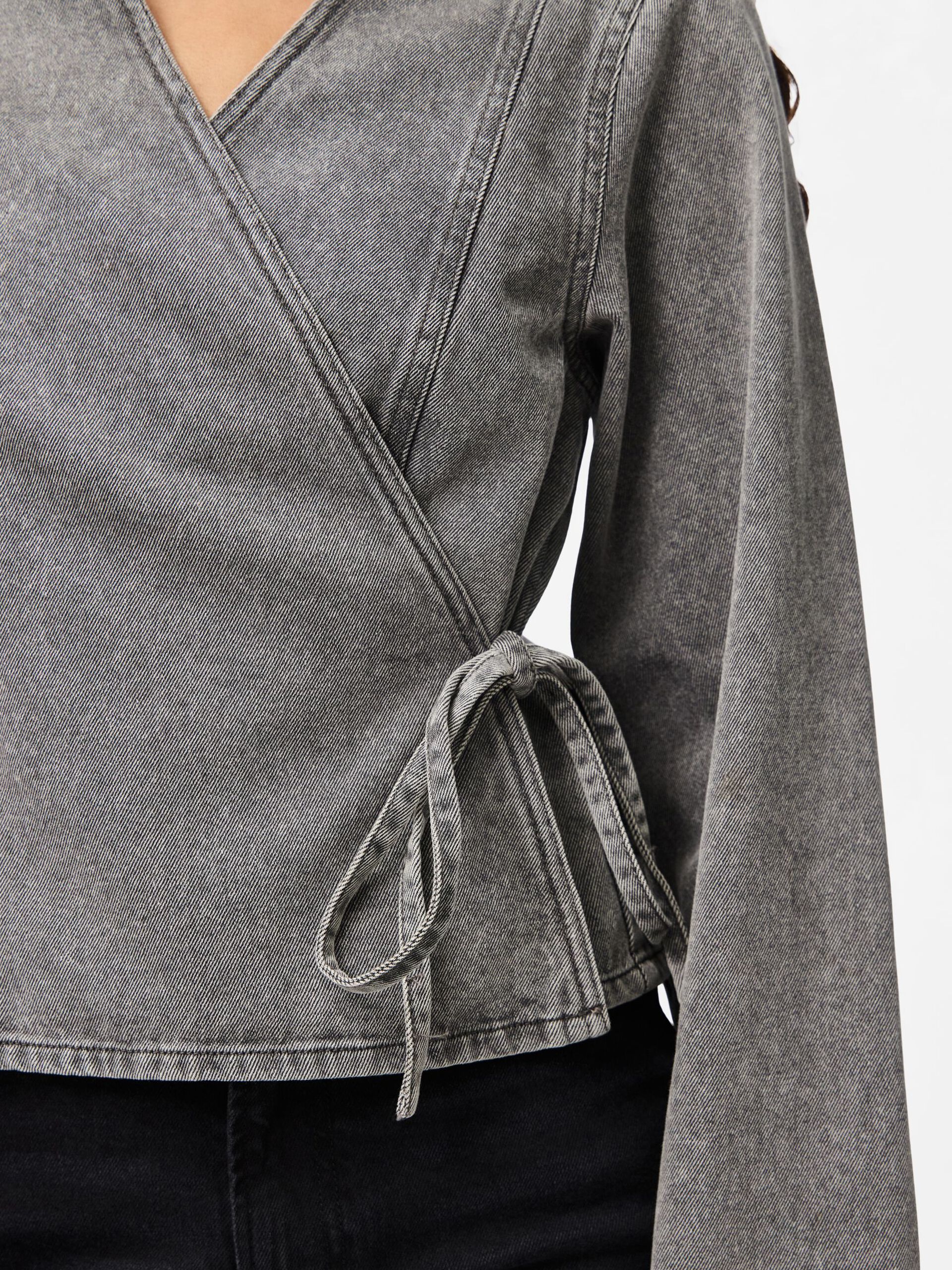 Carousel image - PCFENNA DENIM WRAP BLOUSE, Grey Denim | 4