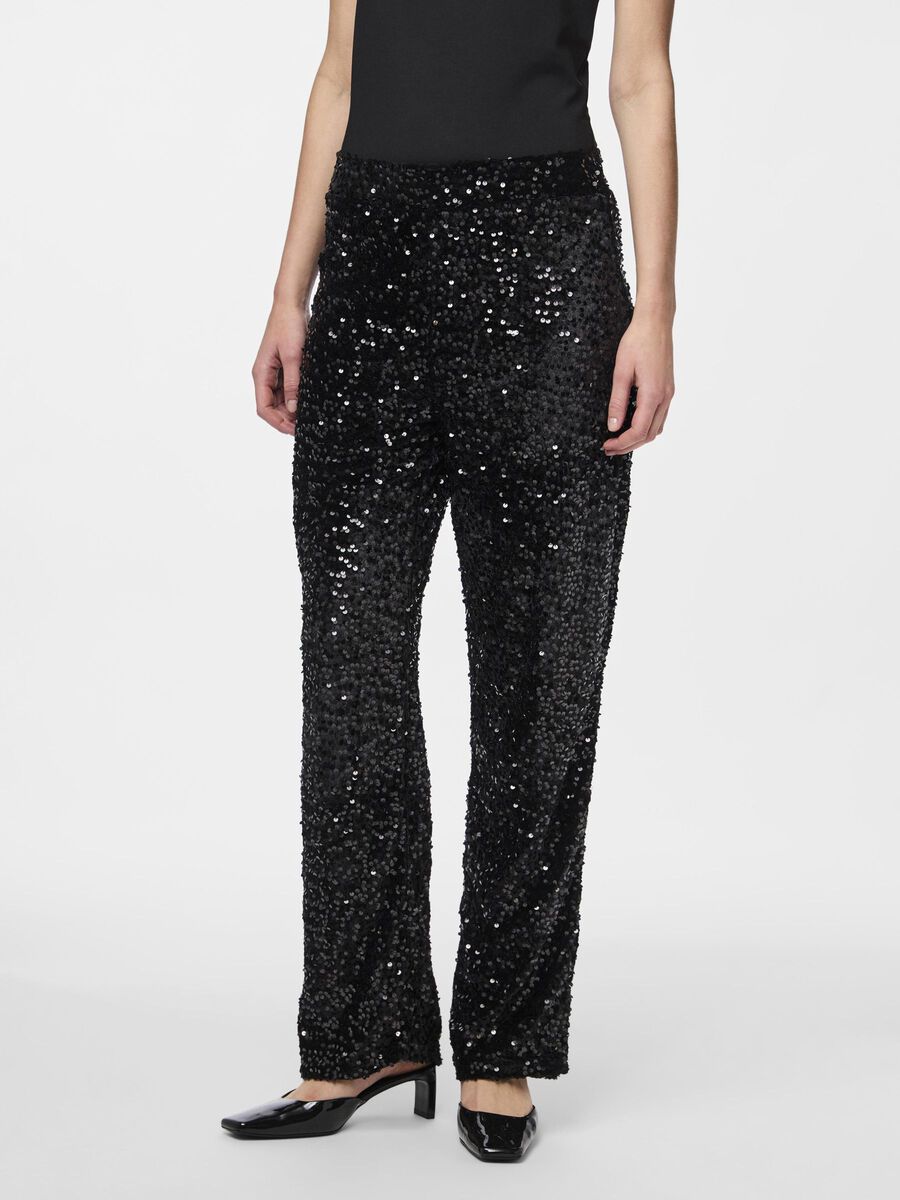 Pieces PCKAM SEQUIN WIDE-LEG TROUSERS, Black, highres - 17132964_Black_1146675_003.jpg