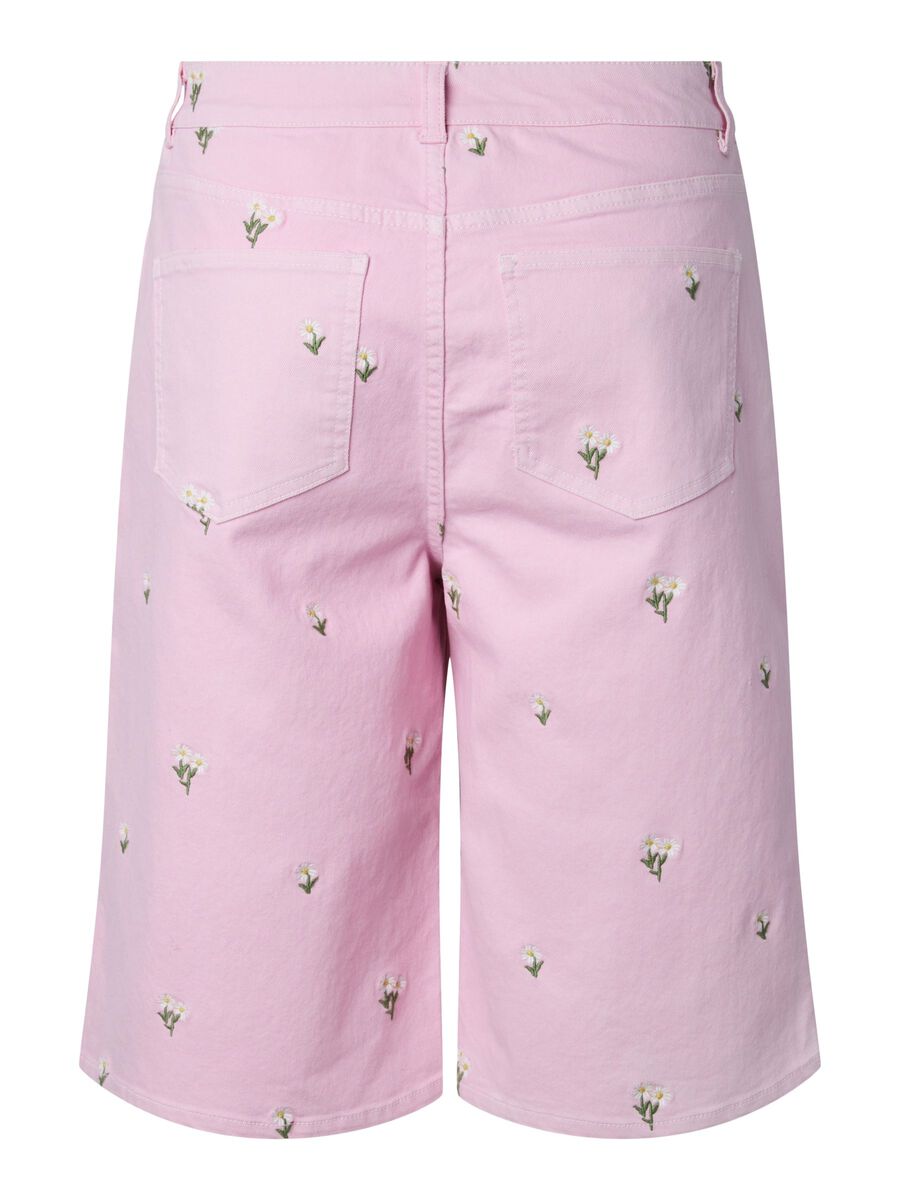 Product carousel image - PCFLORA MW LONG EMB ROIDERY DENIM SHORTS, Roseate Spoonbill | 2