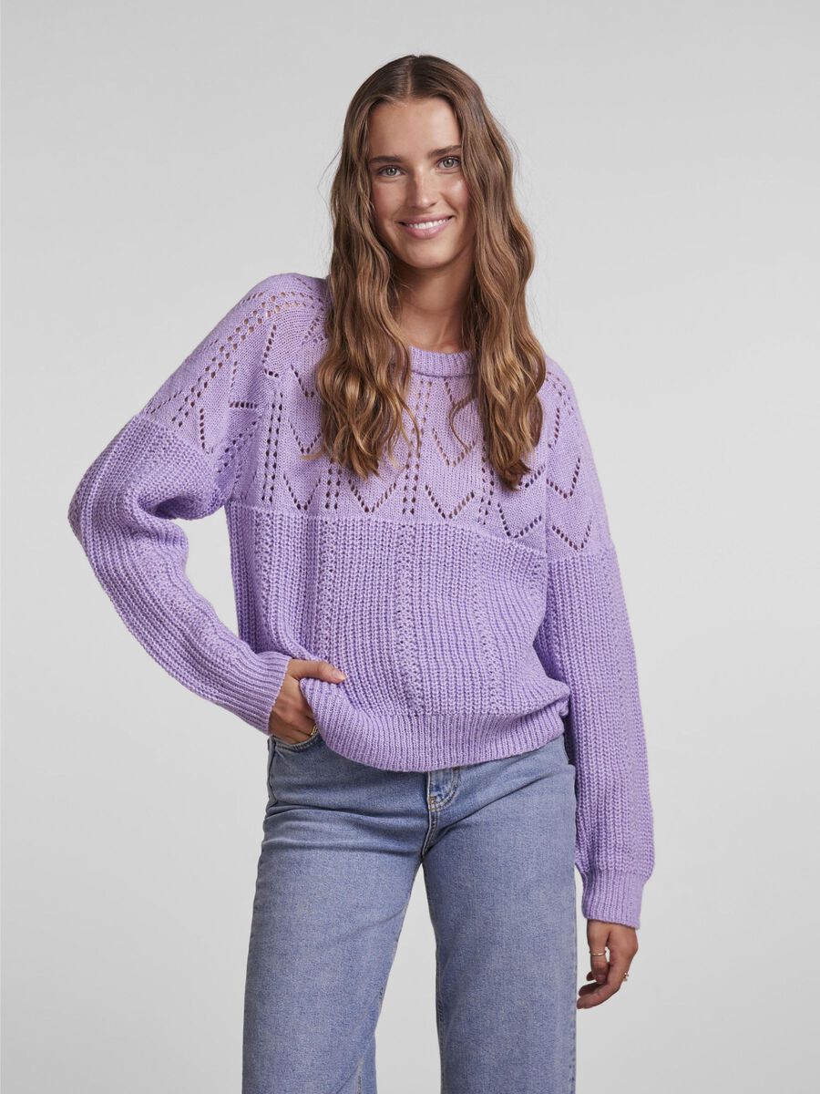 Pieces PCMARIA KNITTED PULLOVER, Purple Rose, highres - 17134379_PurpleRose_003.jpg