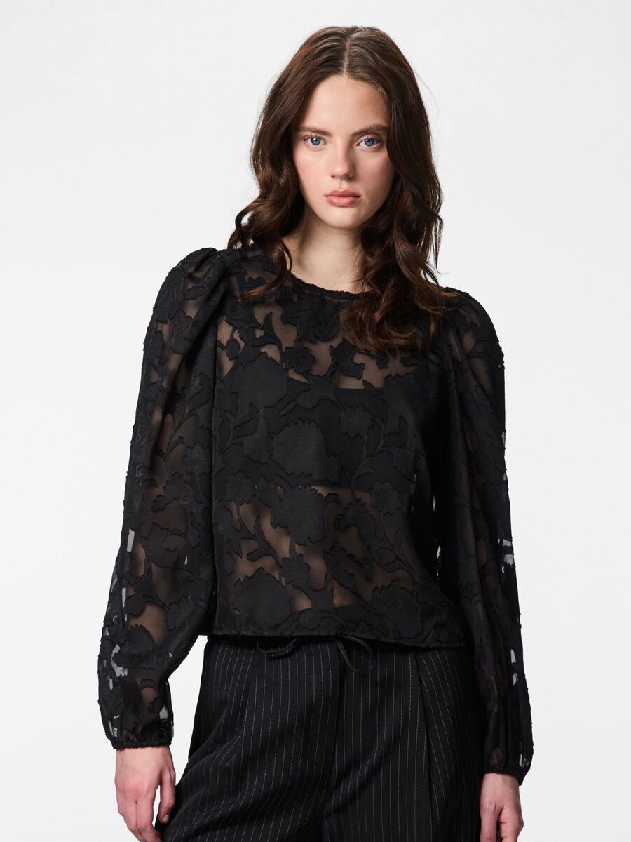 Product carousel image - PCNEA LACE BLOUSE, Black | 1