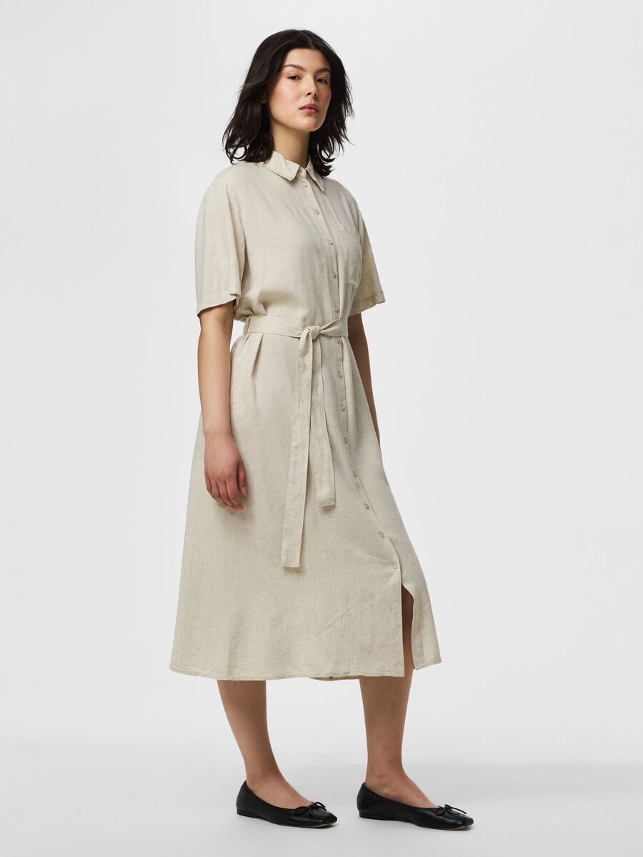 Product carousel image - PCPIA LINEN BLEND SHIRT DRESS, Birch | 1