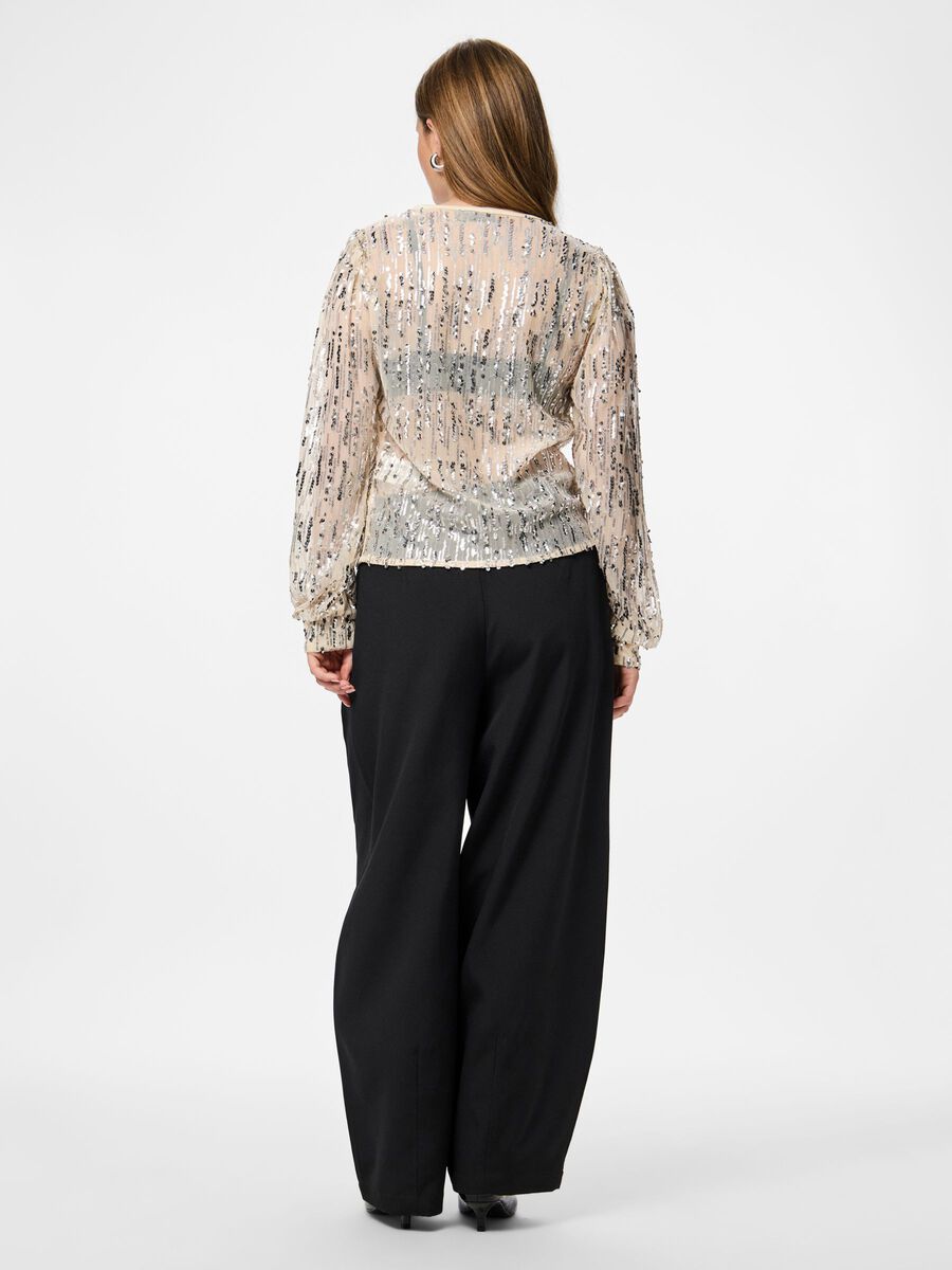 Product carousel image - PCMALLE SEQUINS TOP, Birch | 2