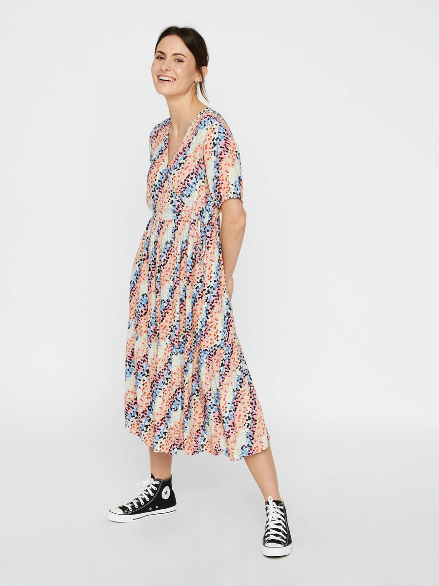 Pieces PRINTED WRAP LOOK MIDI DRESS, Regatta, highres - 17109950_Regatta_813080_003.jpg