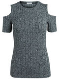 Pieces CUT OUT SHOULDER SHORT SLEEVED TOP, Dark Grey Melange, highres - 17079773_DarkGreyMelange_001.jpg