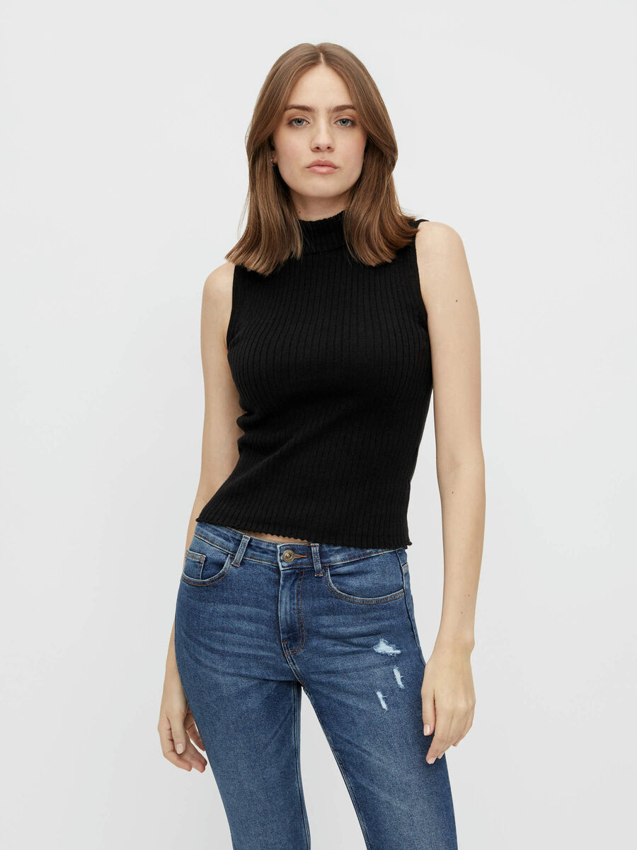 Pieces KNITTED SLEEVELESS TOP, Black, highres - 17116970_Black_003.jpg