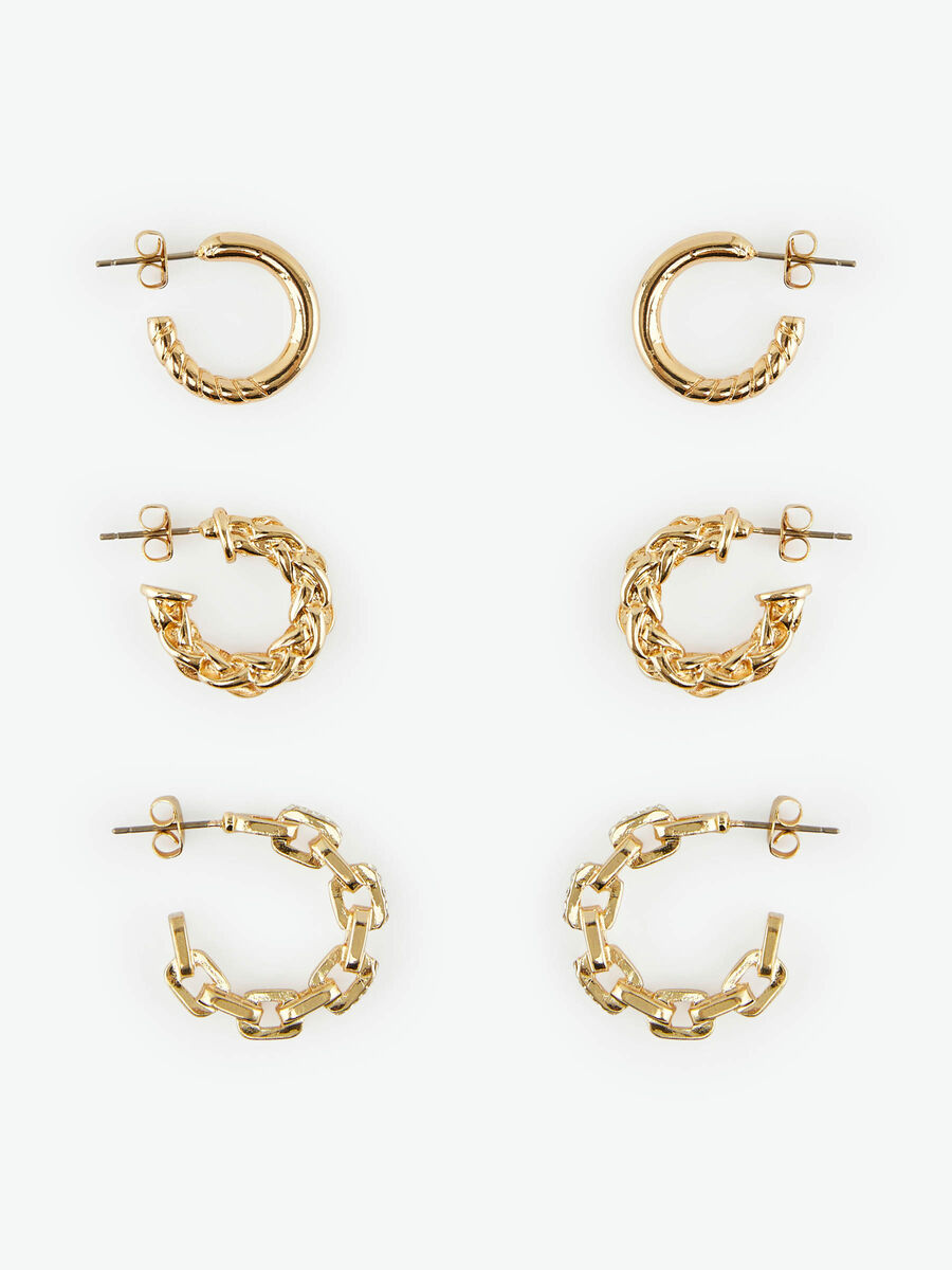 Pieces 3-PACK EARRINGS, Gold Colour, highres - 17112777_GoldColour_844403_001.jpg