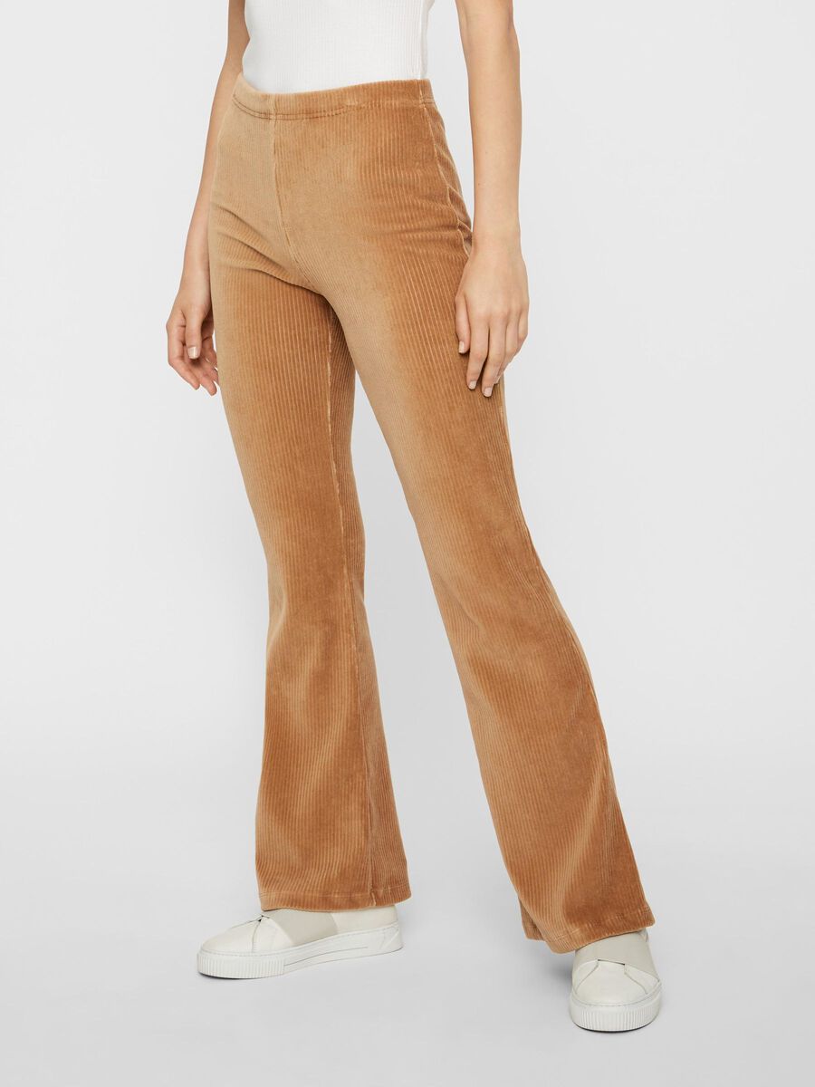 Carousel image - FLUWELEN FLARED BROEK, Tannin | 3