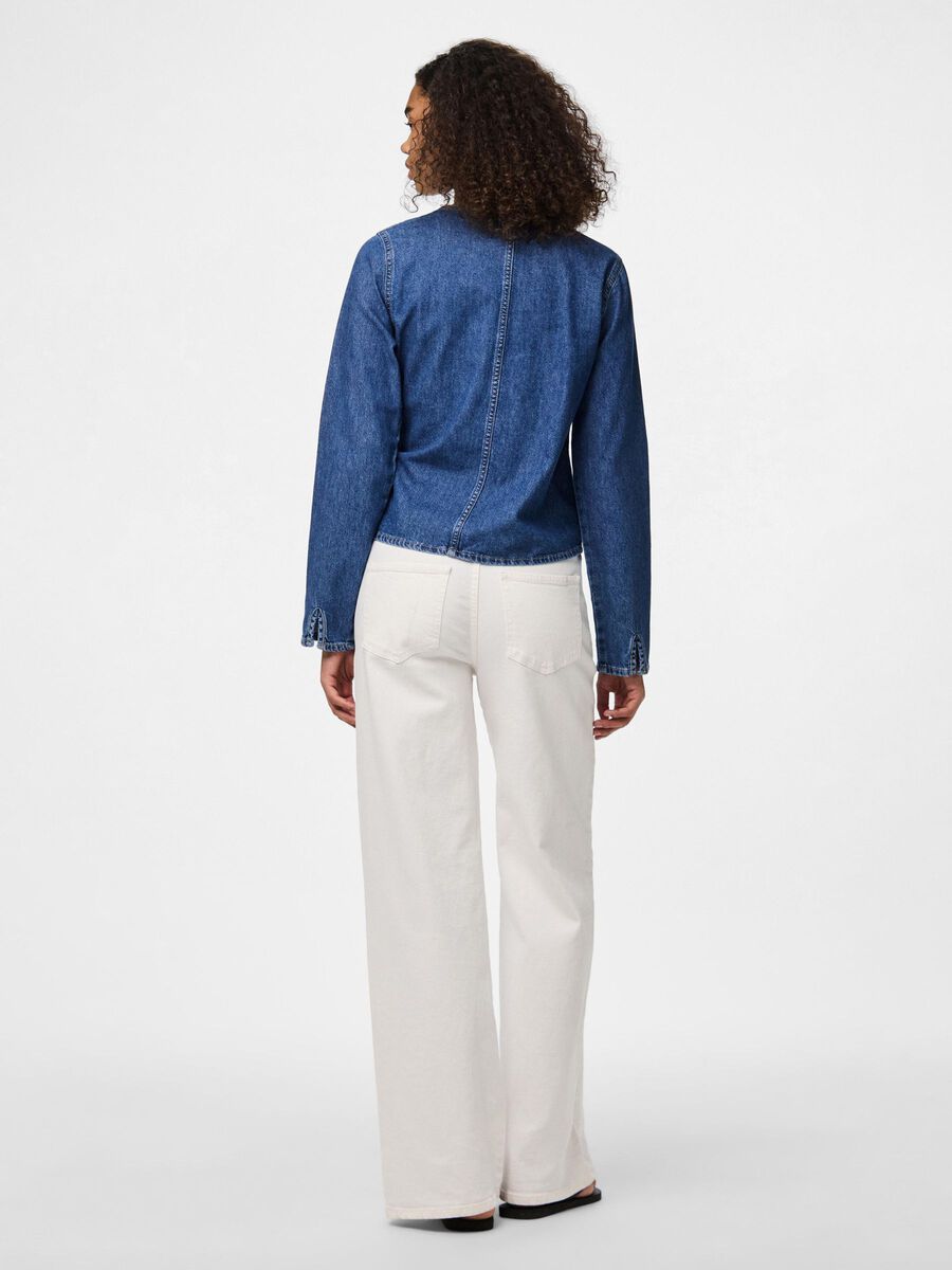 Pieces PCTABI DENIM  WRAP TOP, Dark Blue Denim, highres - 17157601_DarkBlueDenim_004.jpg