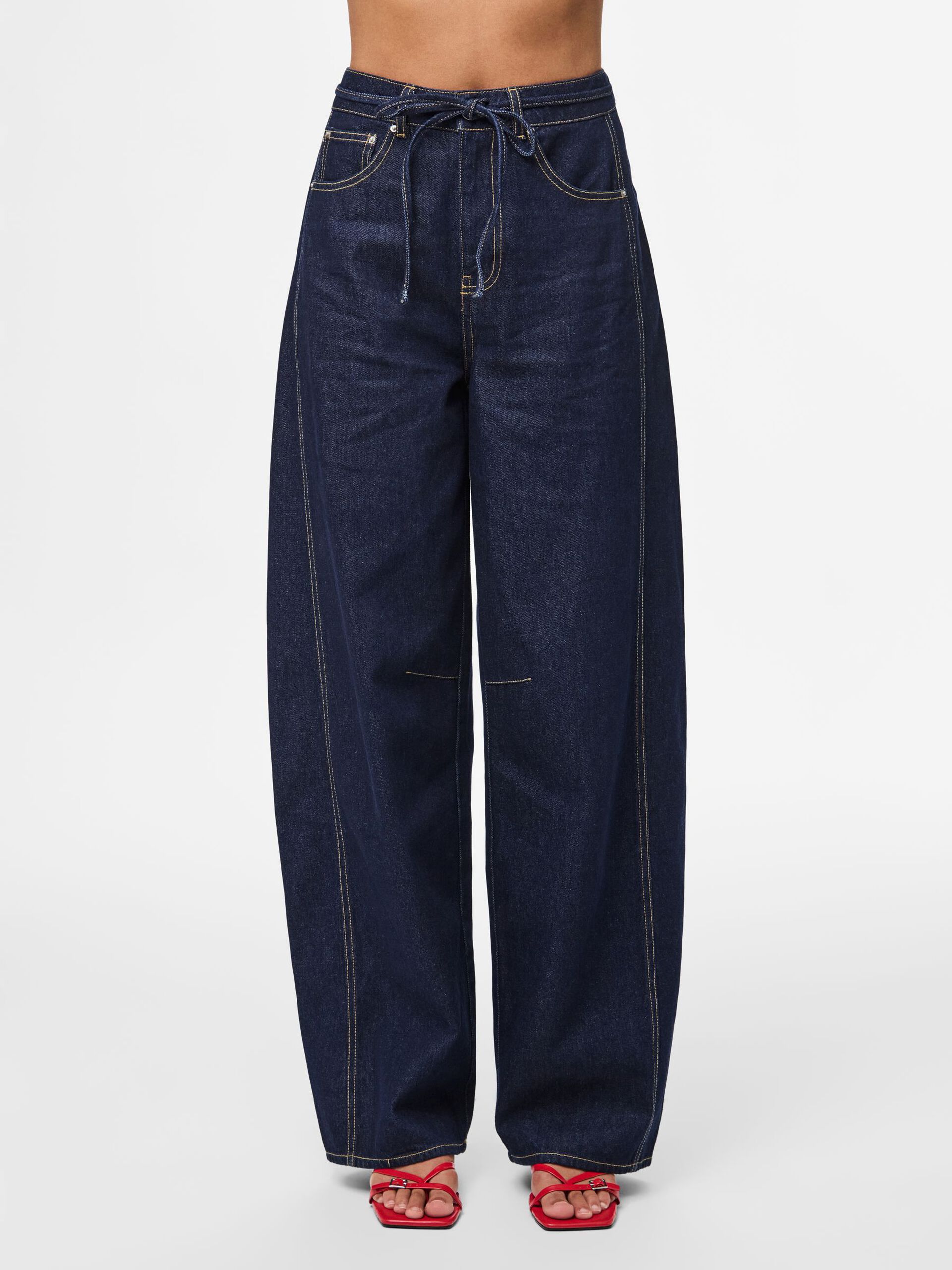 Carousel image - PCFENNA - LIEN À NOUER JEANS BARREL, Dark Blue Denim | 3