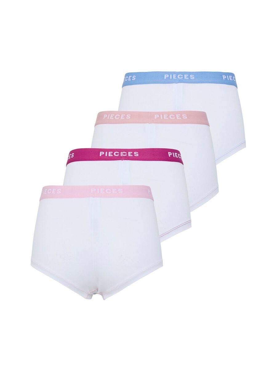 Pieces PCLOGO LADY 4ER-PACK BOXERSHORTS, Bright White, highres - 17106857_BrightWhite_1145476_002.jpg