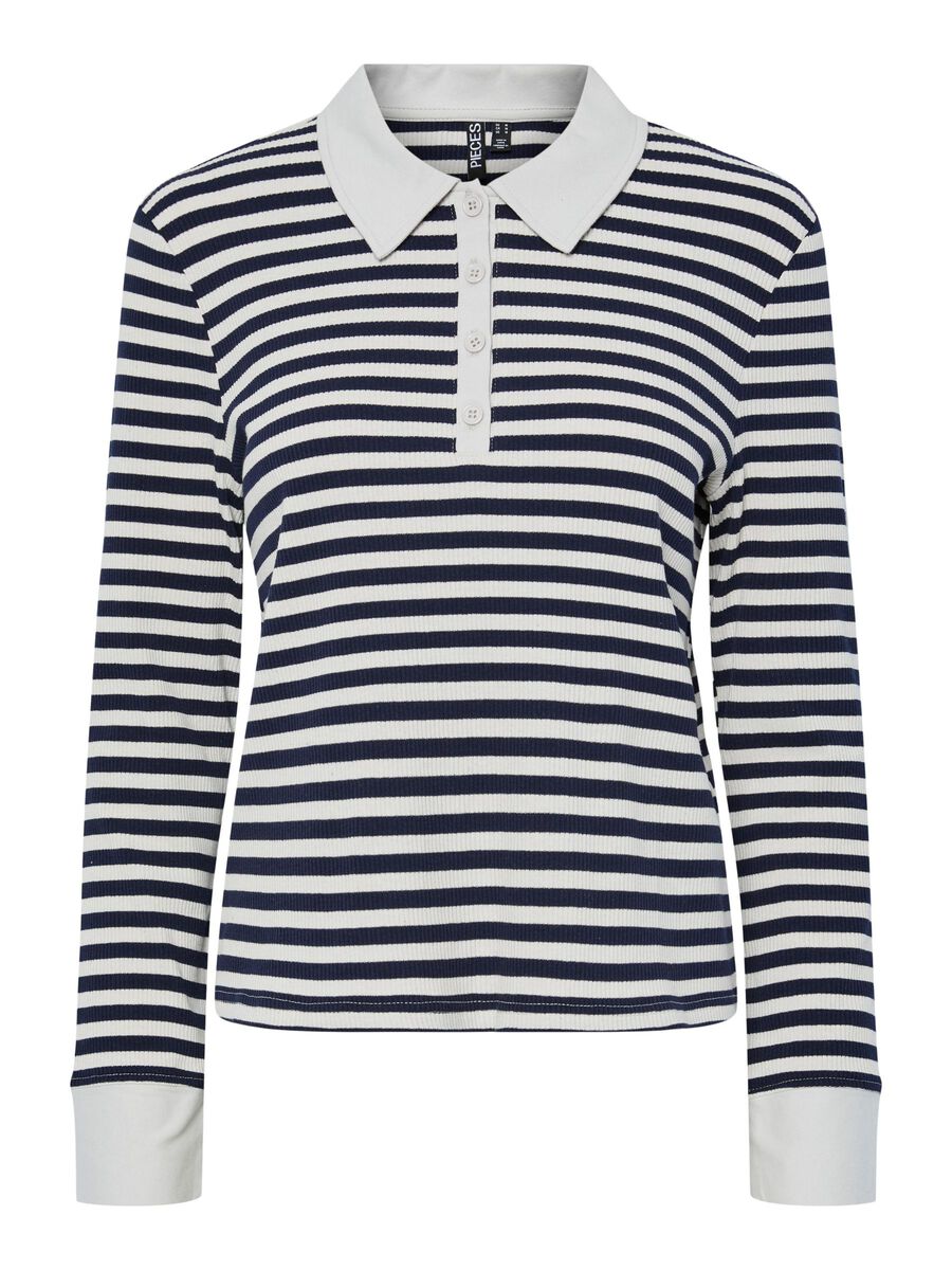 Pieces PCDONNA RIBBET LANGÆRMET POLO, Maritime Blue, highres - 17160430_MaritimeBlue_1230044_001.jpg