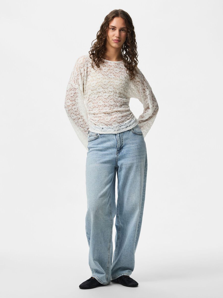 Carousel image 3 PCALLI LACE LONG SLEEVED TOP, Bright White