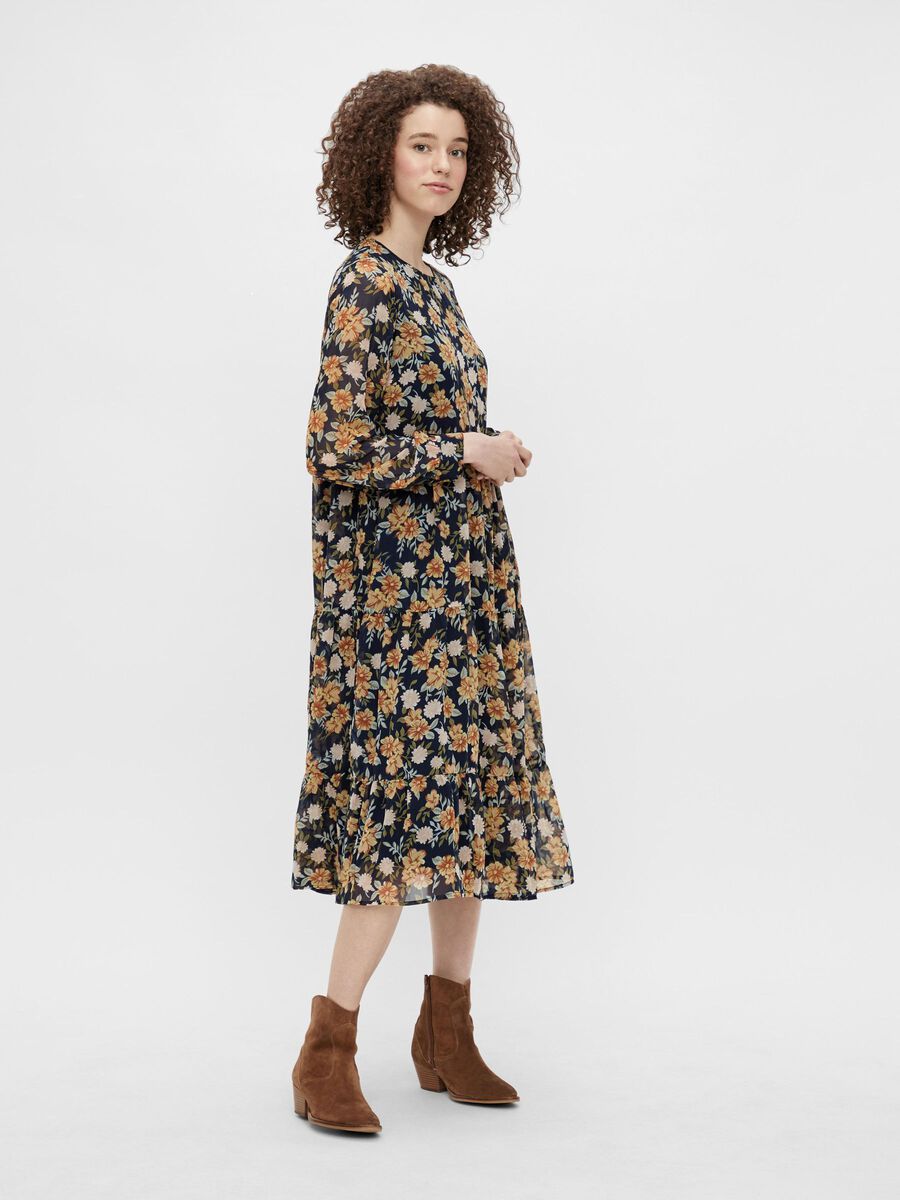 Pieces FLORAL PRINT MIDI DRESS, Sky Captain, highres - 17113188_SkyCaptain_846500_003.jpg