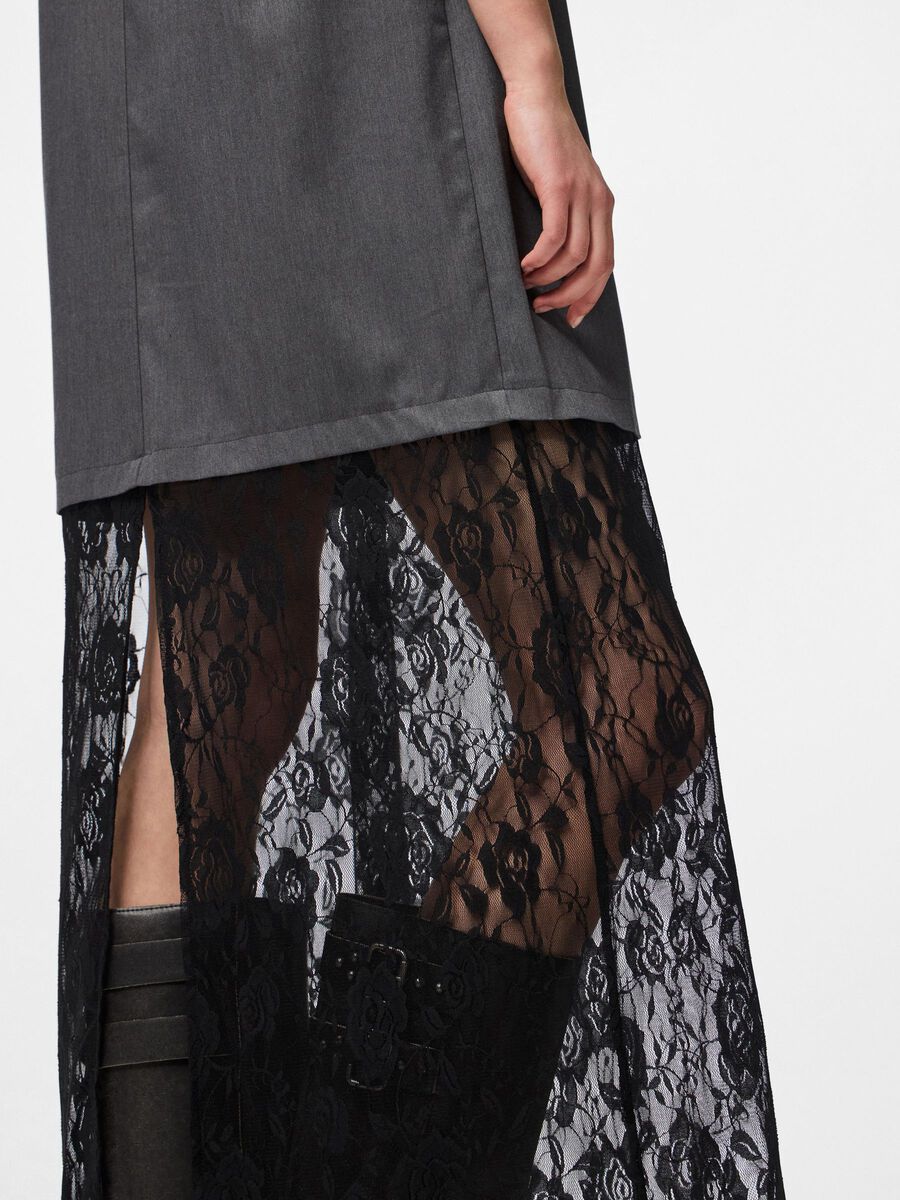 Product carousel image - PCALICE LACE DETAIL MAXI DRESS, Medium Grey Melange | 6
