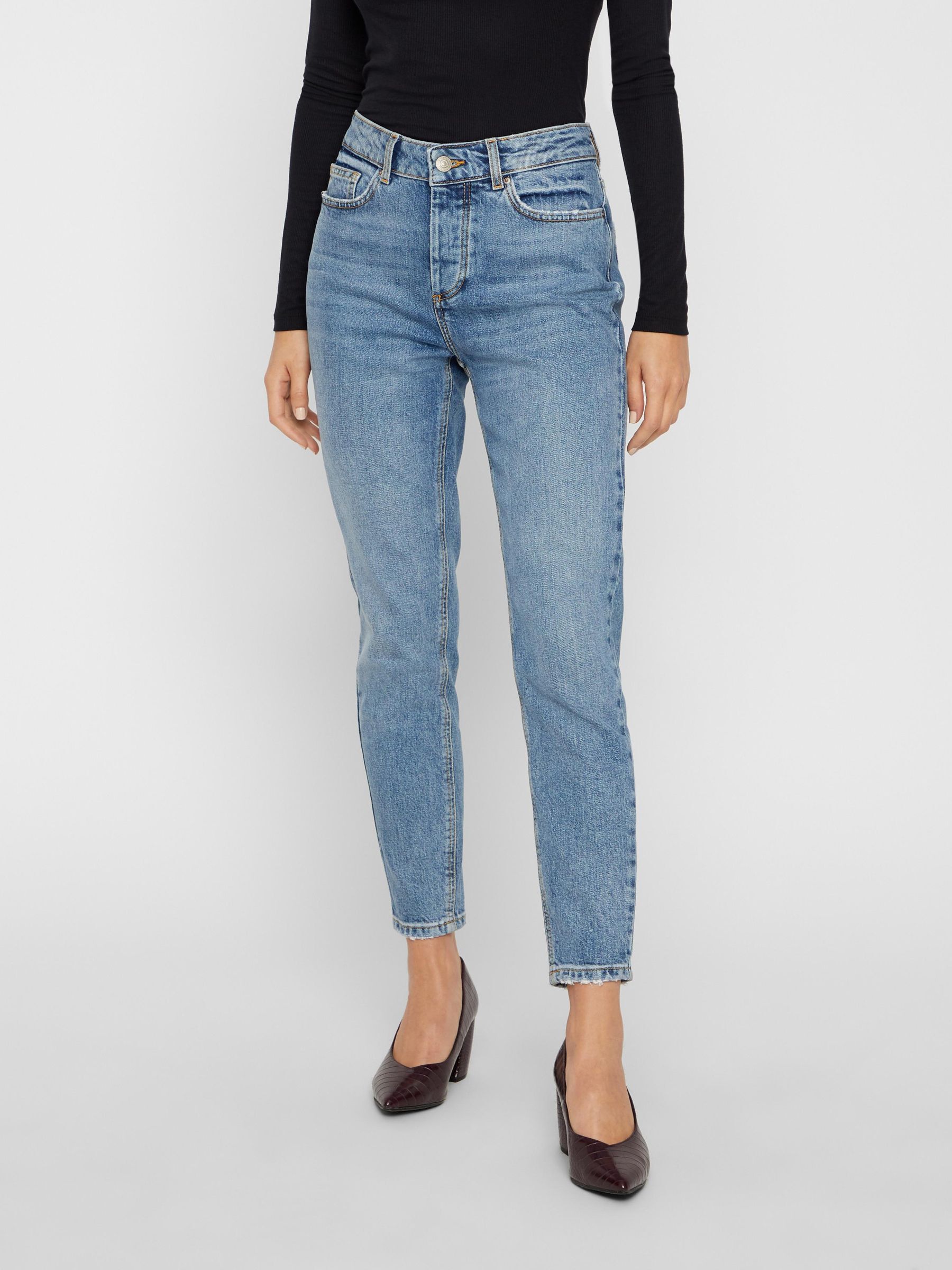 Pieces mid waist cropped jeans store