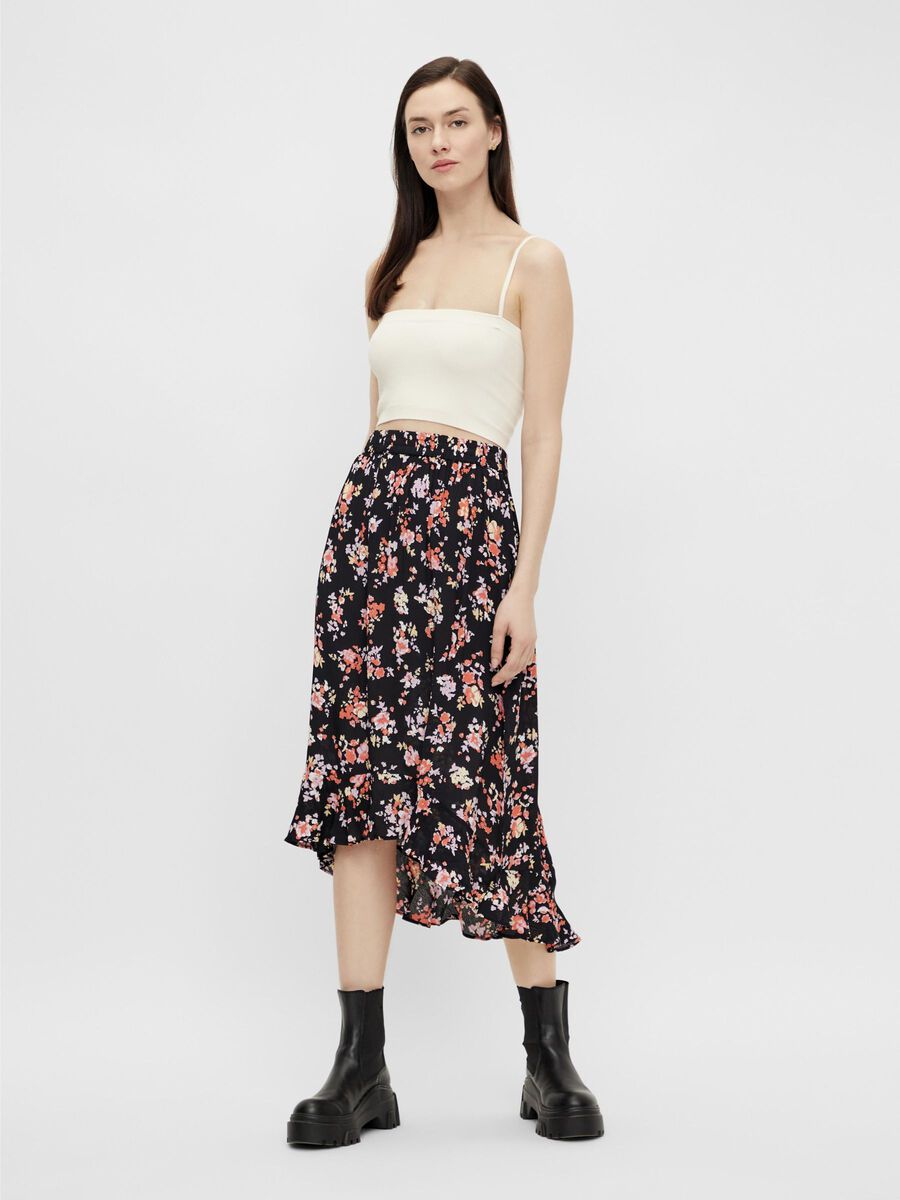 Pieces BLOEMEN MIDDELLANGE ROK, Black, highres - 17108510_Black_806332_005.jpg