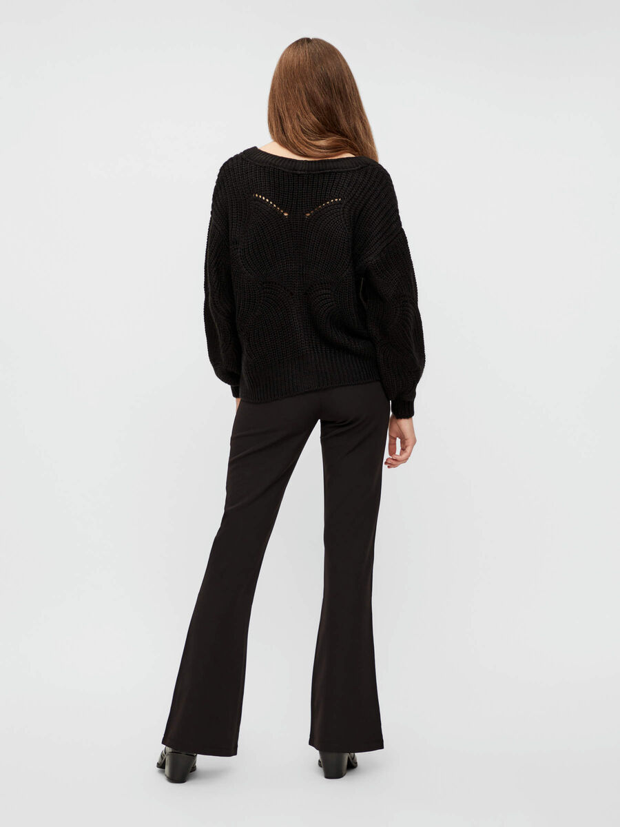 Pieces STRETCHY FLARED TROUSERS, Black, highres - 17109869_Black_004.jpg