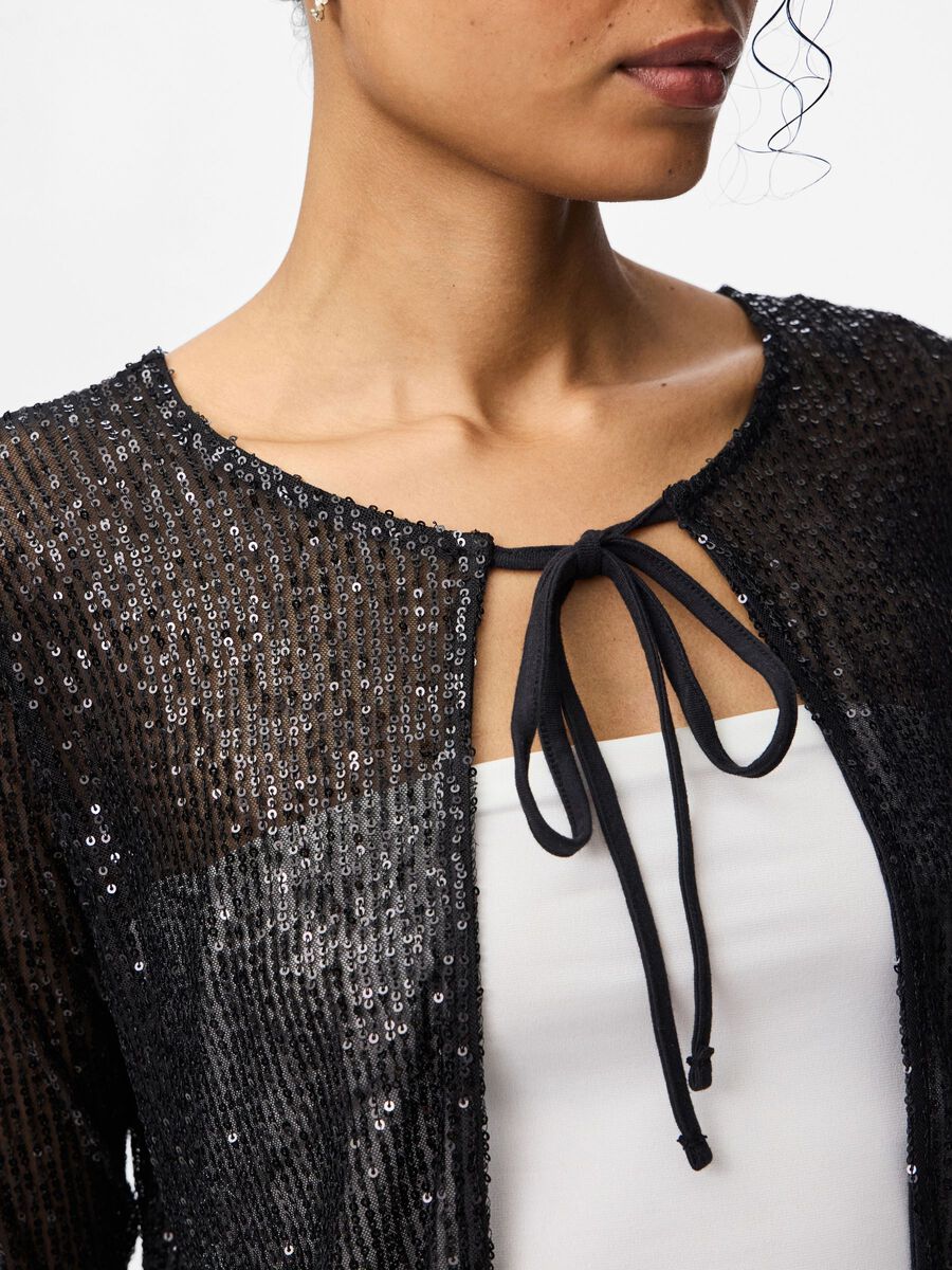 Carousel image - PCJACK SEQUINS CARDIGAN, Black | 4