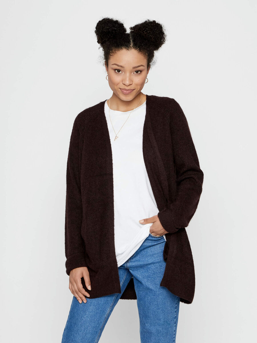 Pieces LONGLINE CARDIGAN, Chocolate Plum, highres - 17098266_ChocolatePlum_003.jpg