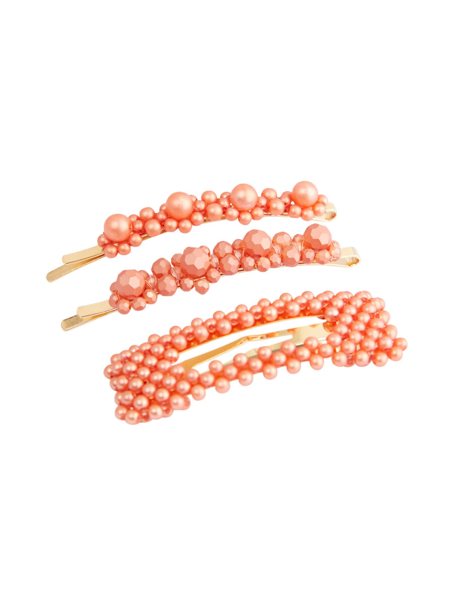 Pieces 3-PACK BEADED HAIRPINS, Living Coral, highres - 17102661_LivingCoral_001.jpg