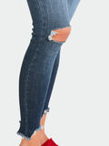 Pieces MID WAIST DESTROYED SKINNY FIT JEANS, Dark Blue Denim, highres - 17087982_DarkBlueDenim_008.jpg