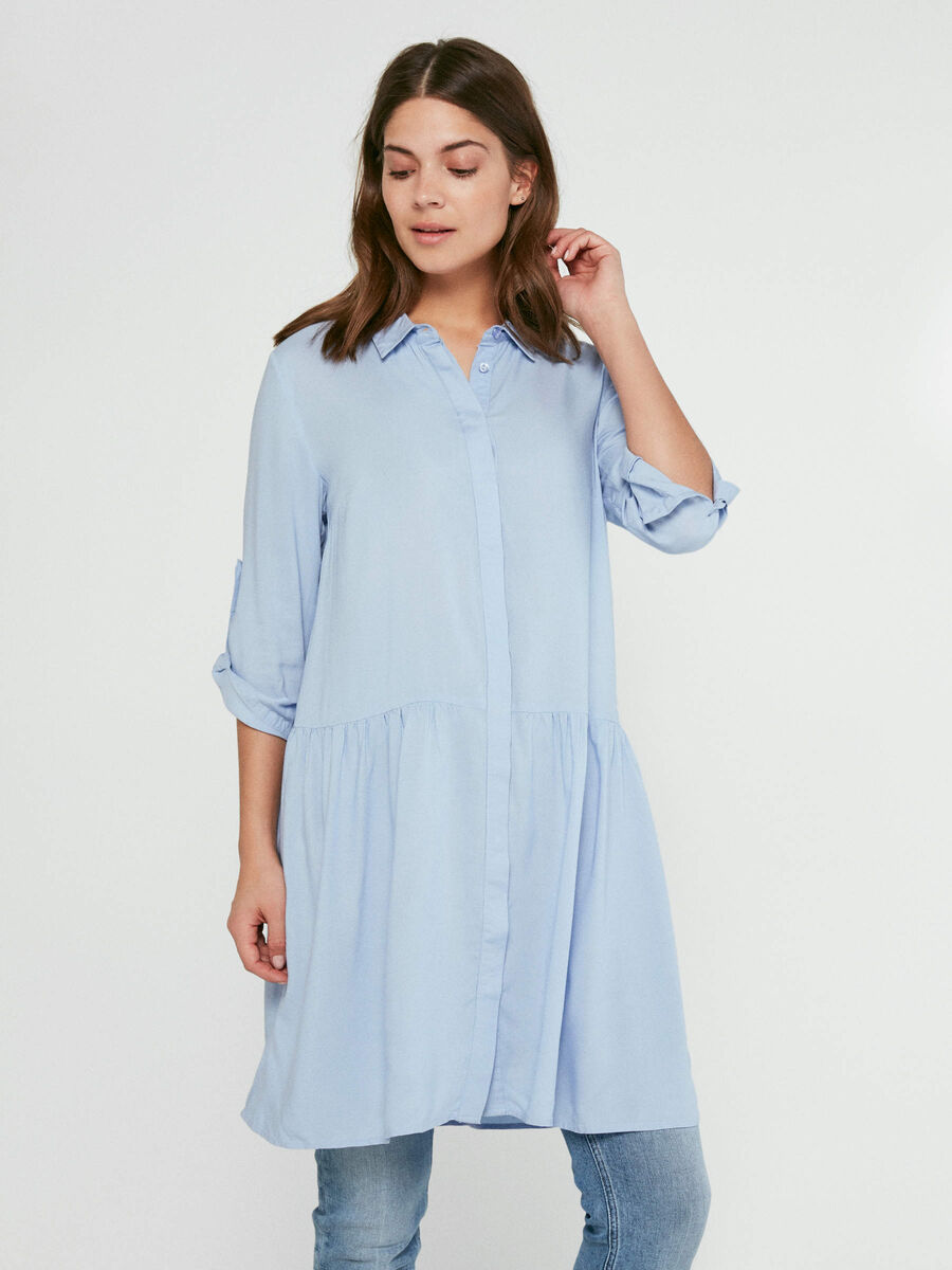 Pieces 3/4 SLEEVED SHIRT DRESS, Brunnera Blue, highres - 17094259_BrunneraBlue_003.jpg