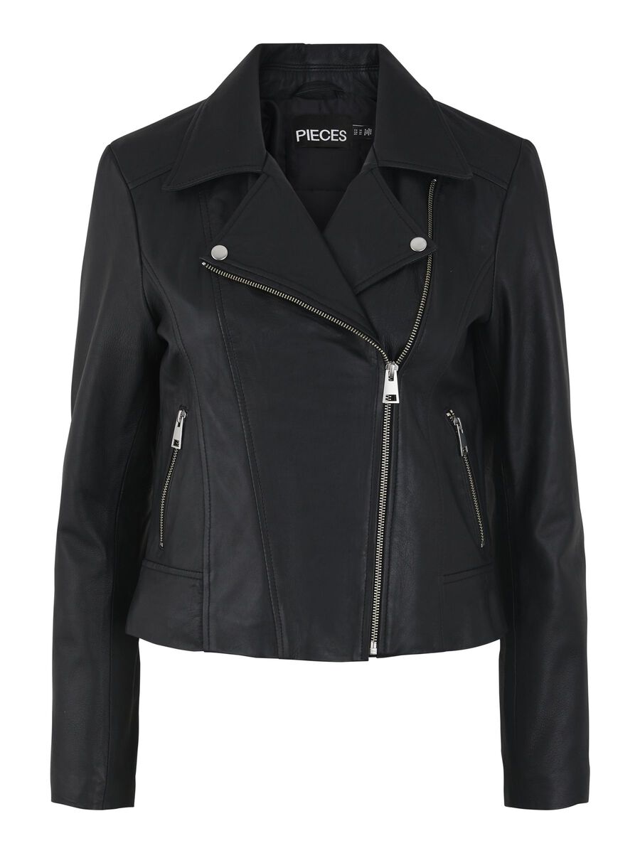Pieces PCSUSSE LEATHER JACKET, Black, highres - 17106570_Black_001.jpg