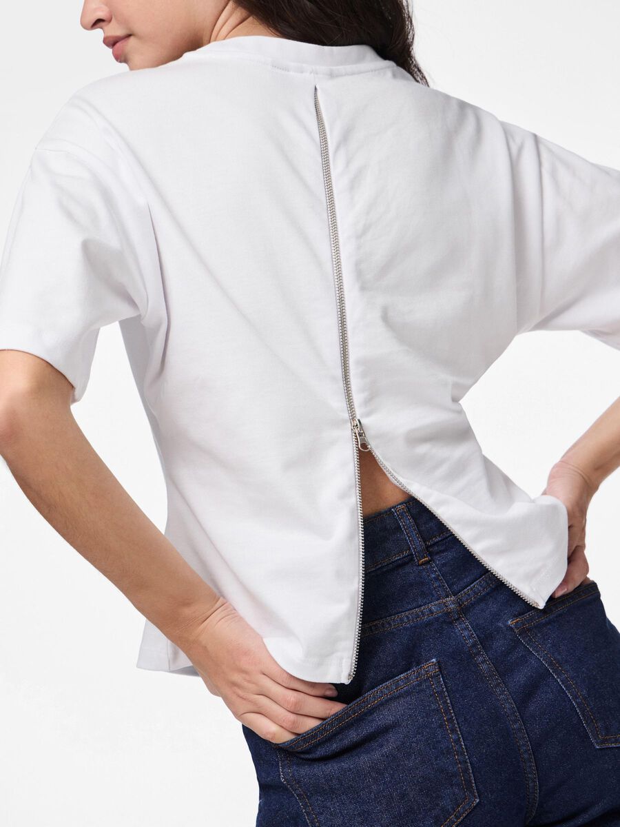 Pieces PCAMY ZIP T-SHIRT, Bright White, highres - 17161196_BrightWhite_006.jpg