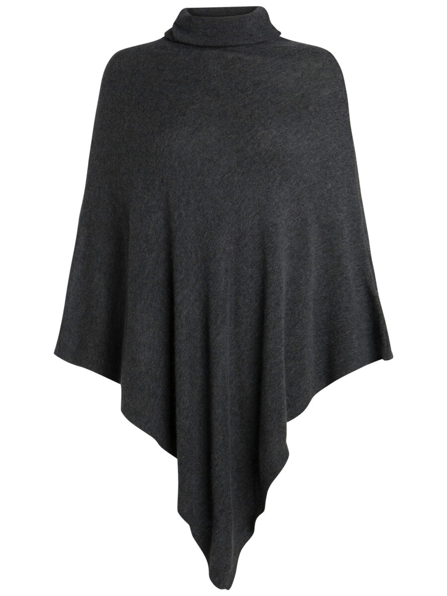 Pieces STEHKRAGEN WOLL PONCHO, Dark Grey Melange, highres - 17091489_DarkGreyMelange_001.jpg