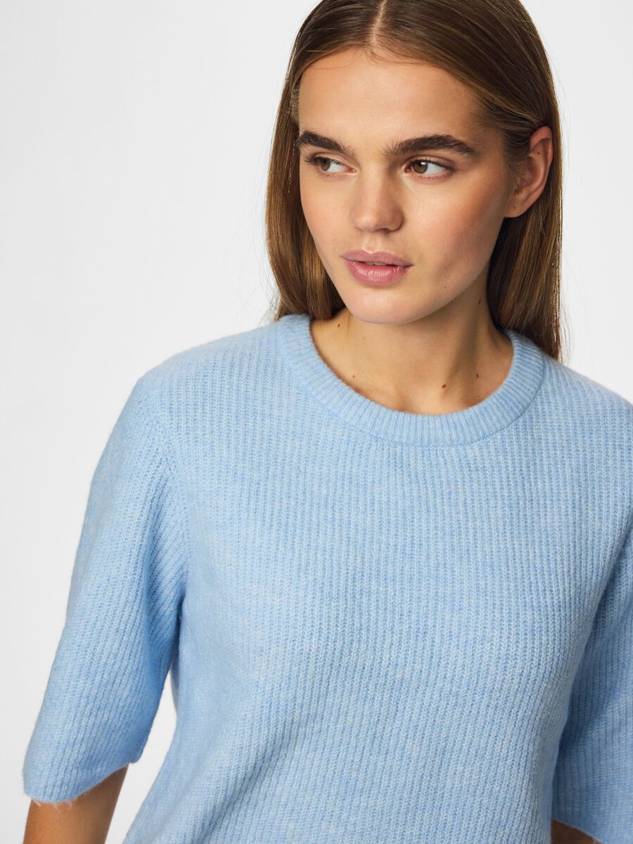 Carousel image 7 PCSILLY SHORT SLEEVED KNITTED TOP, Cashmere Blue