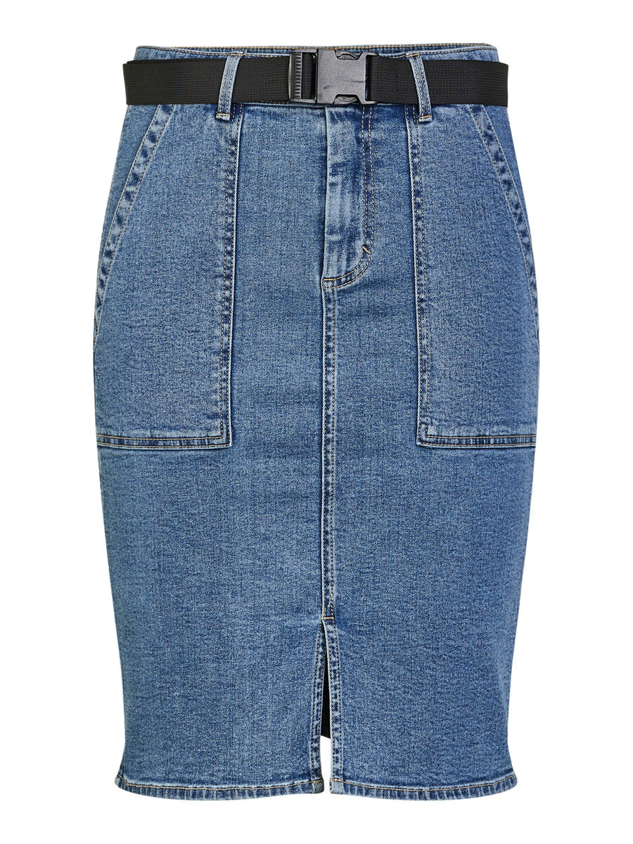 Pieces PCNALA DENIM SKIRT, Light Blue Denim, highres - 17101560_LightBlueDenim_001.jpg